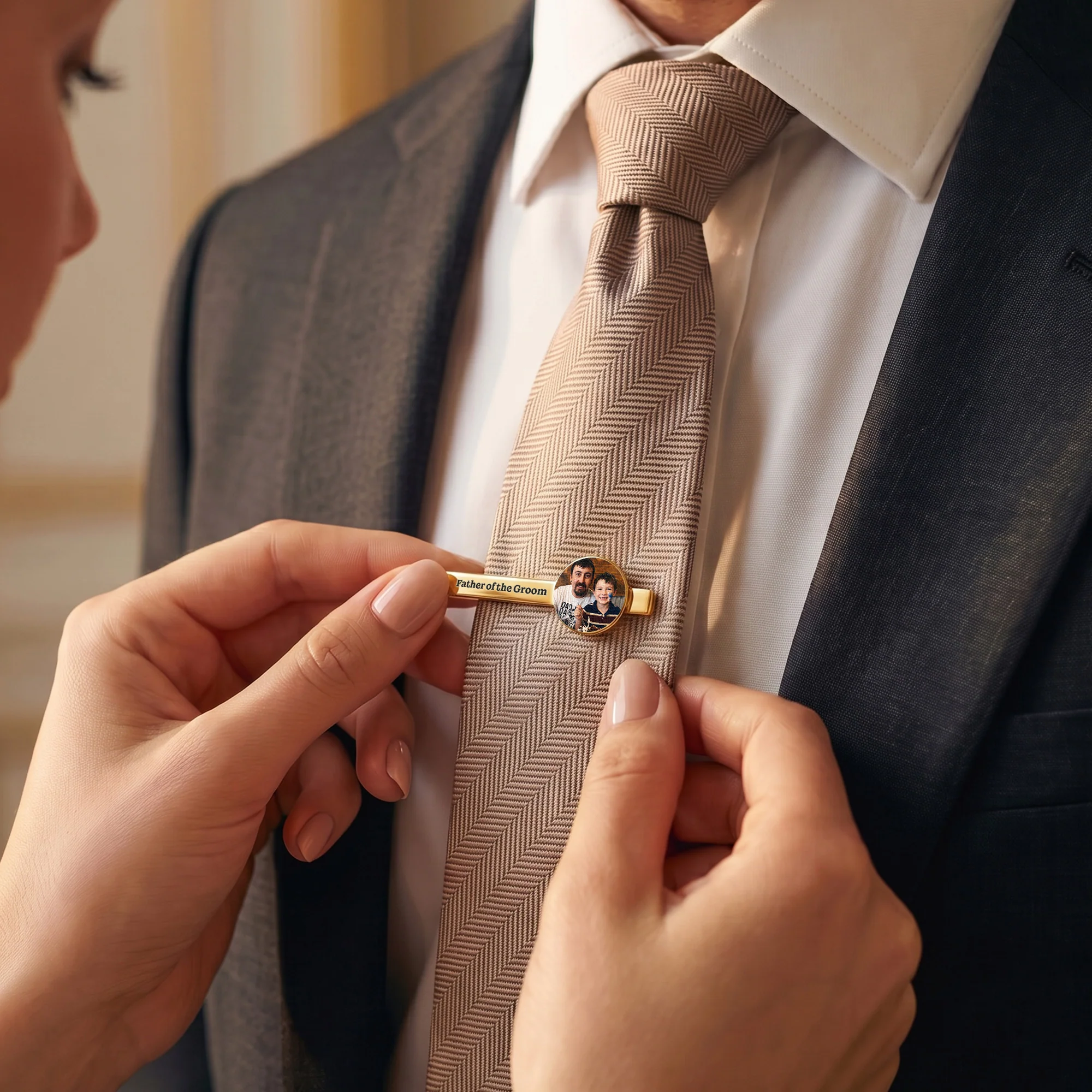 Photo Tie Clip Wedding Gift For Dad, Husband, Groom, Groomsman - Personalized Tie Clip - Image 2