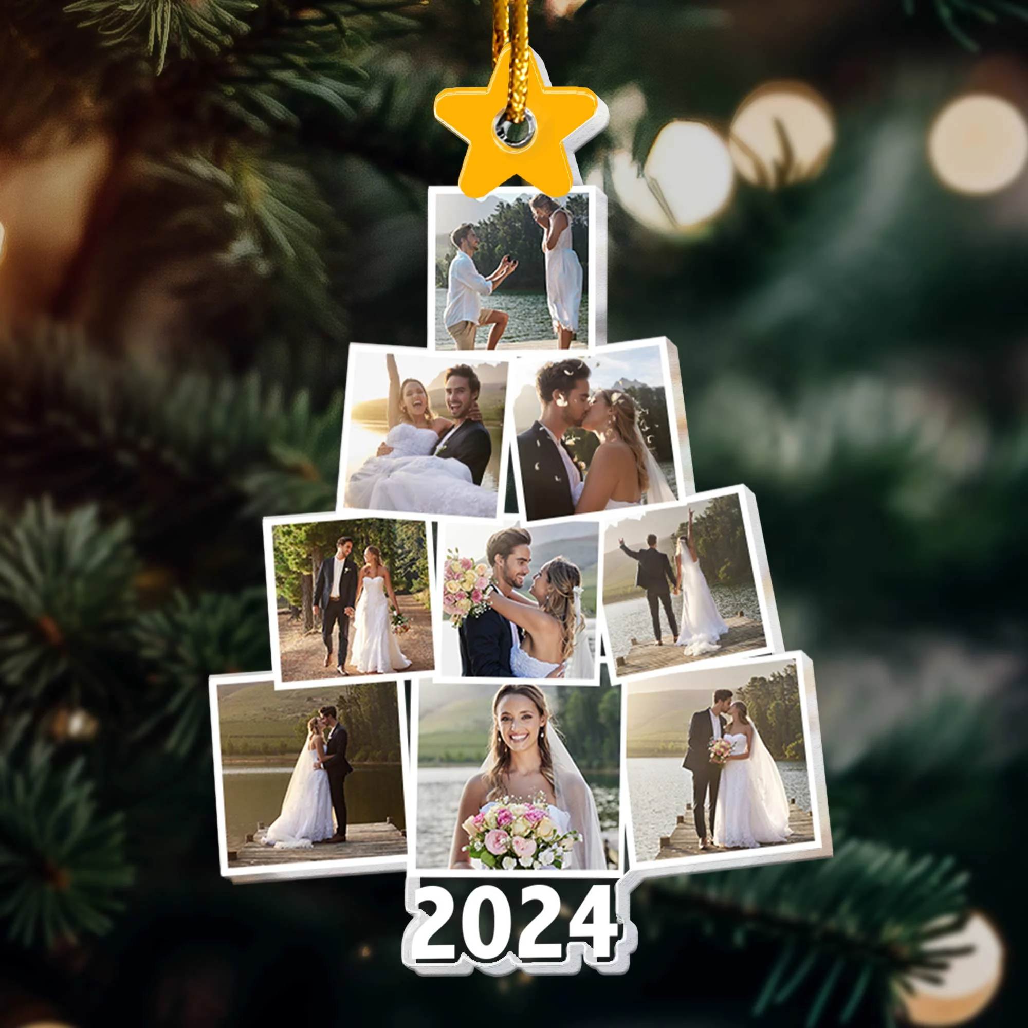 Photo Wedding Christmas Tree - Personalized Acrylic Photo Ornament - Image 5
