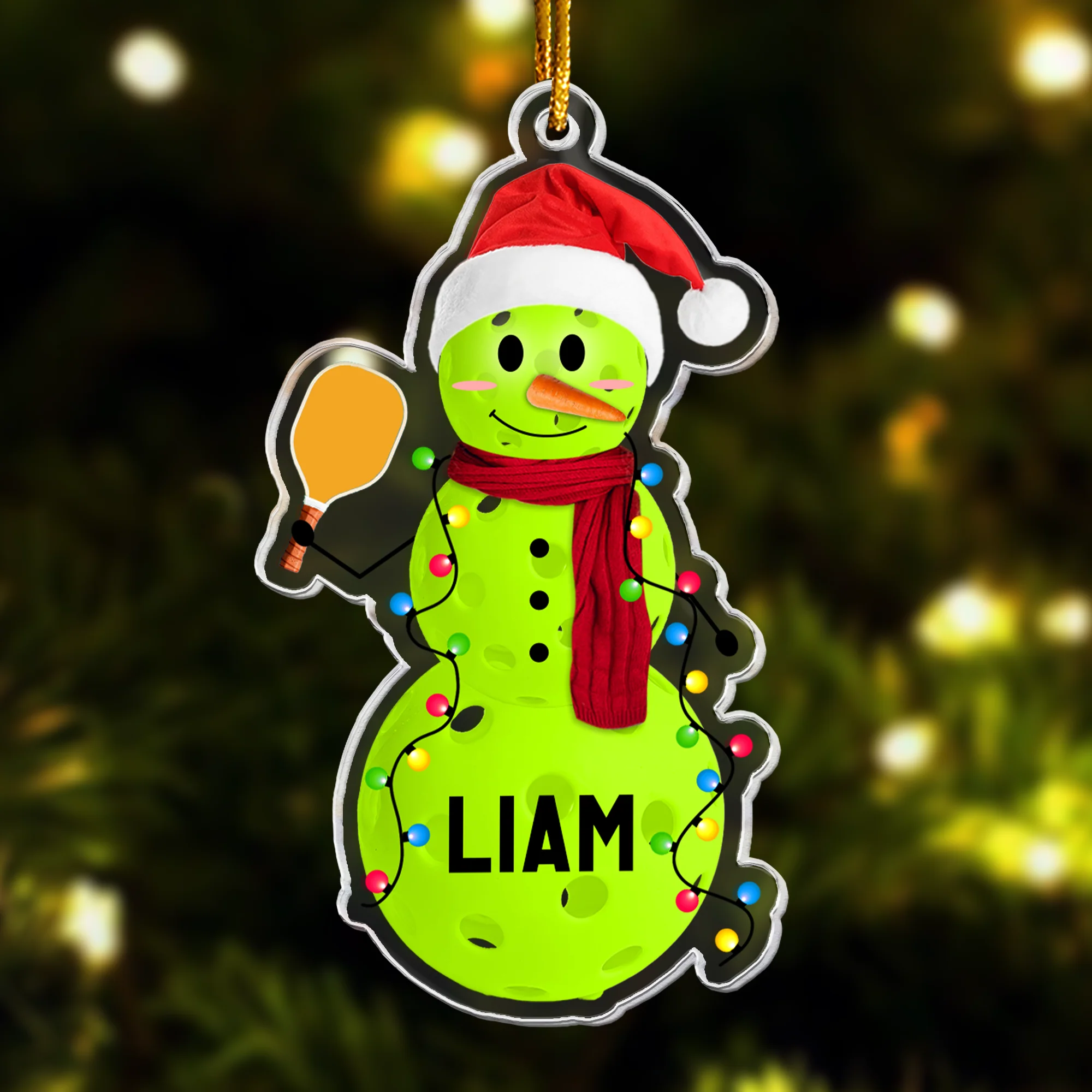 Pickleball Snowman - Gifts For Players, Team - Personalized Acrylic Ornament - Image 3