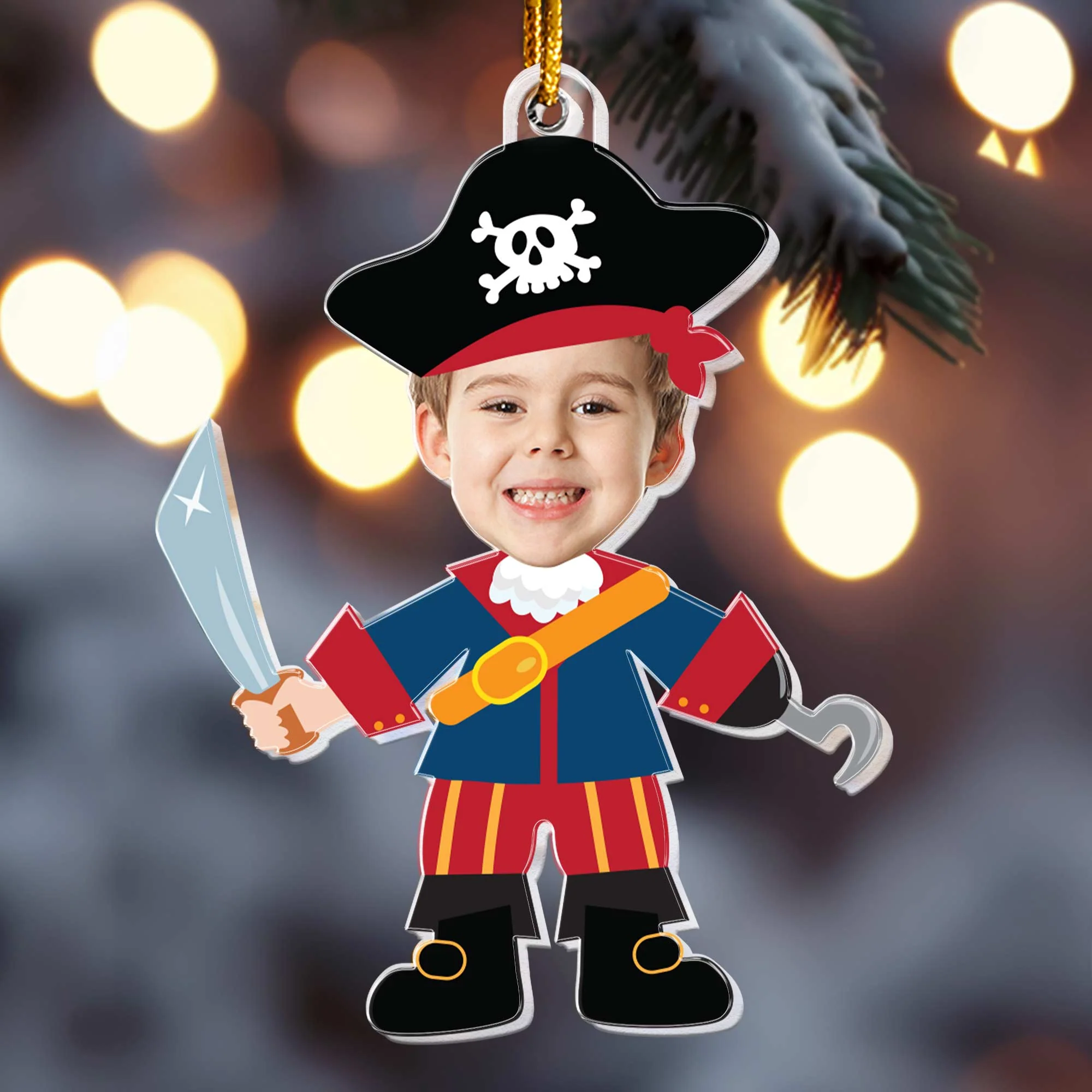 Pirate & Mermaid Kids - Personalized Acrylic Photo Ornament - Image 5