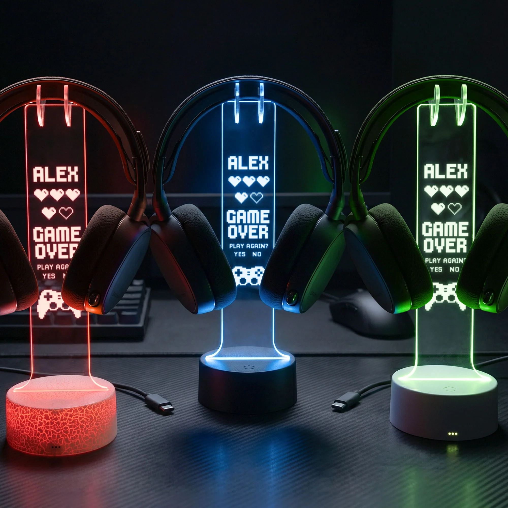 Play Again Husband Boyfriend Anniversary Birthday Gift - Personalized Headphone Stand - Image 2