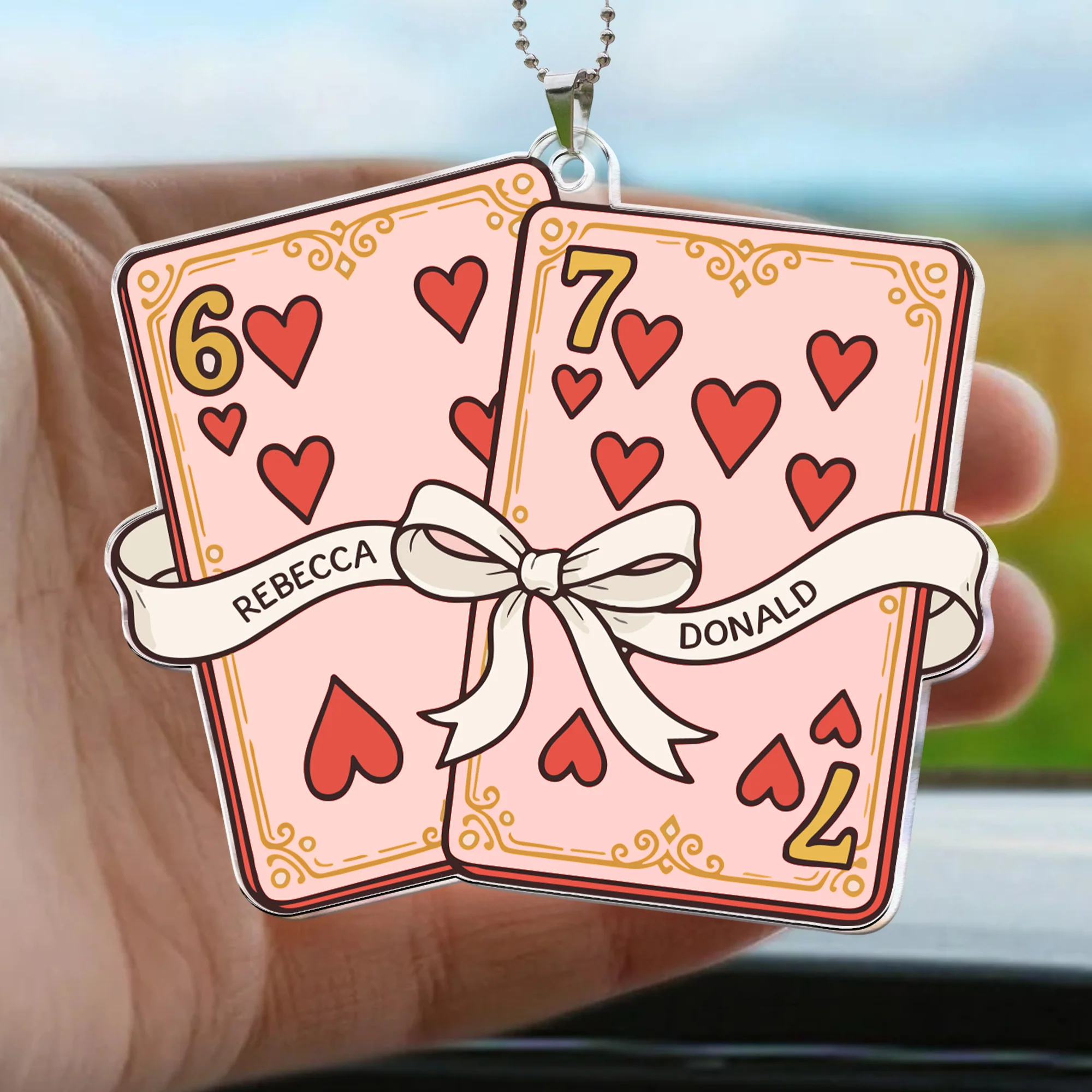 Playing Cards Valentine 6 7 - Personalized Rear View Mirror Accessory - Image 3