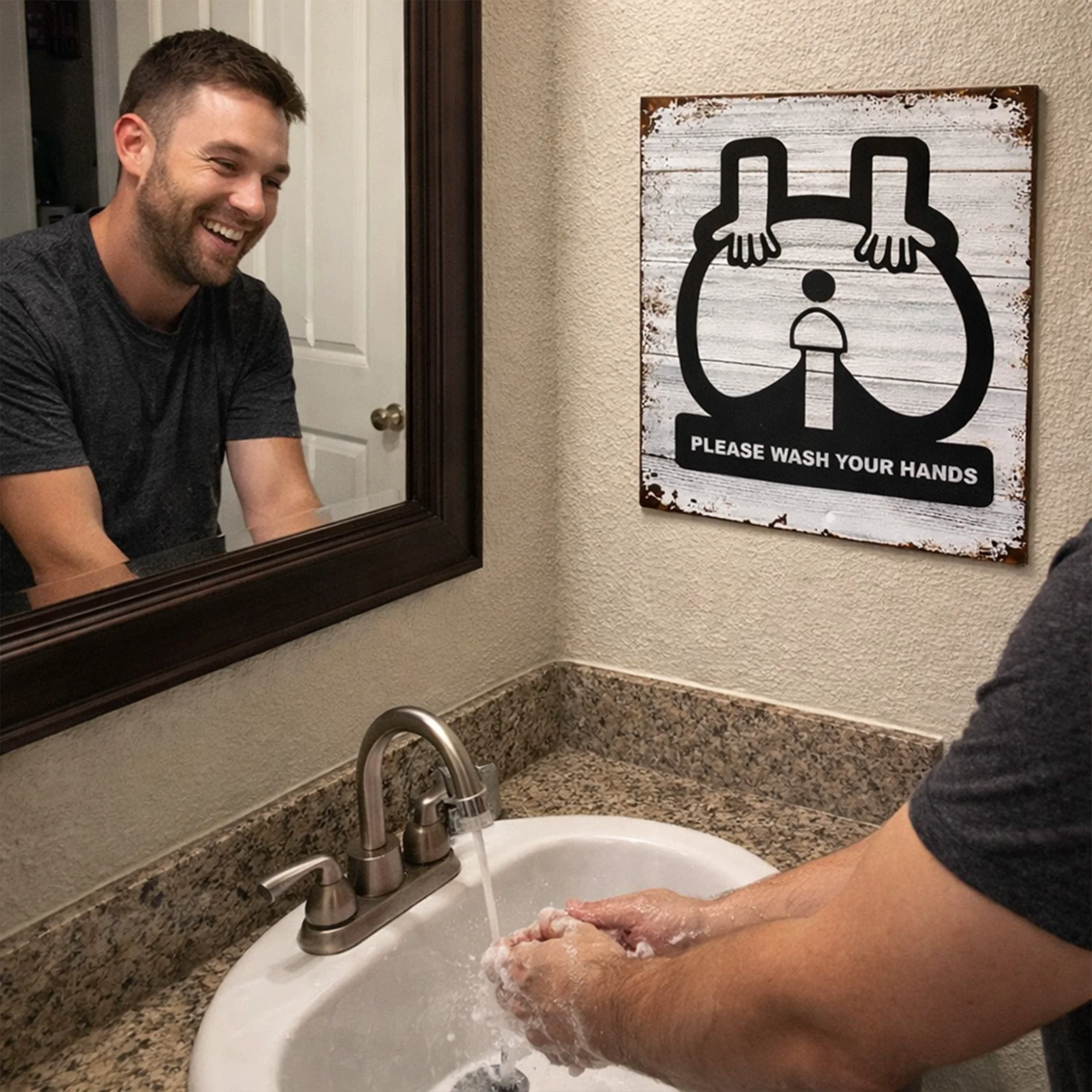 Please Wash Your Hands - Funny Bathroom Sign - Metal Sign - Image 4