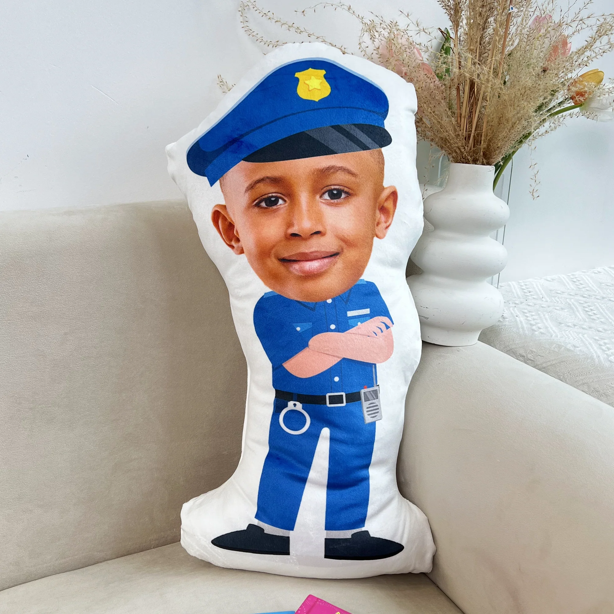 Police Kids Dream Jobs Sons Daughters - Personalized Photo Custom Shaped Pillow - Image 2