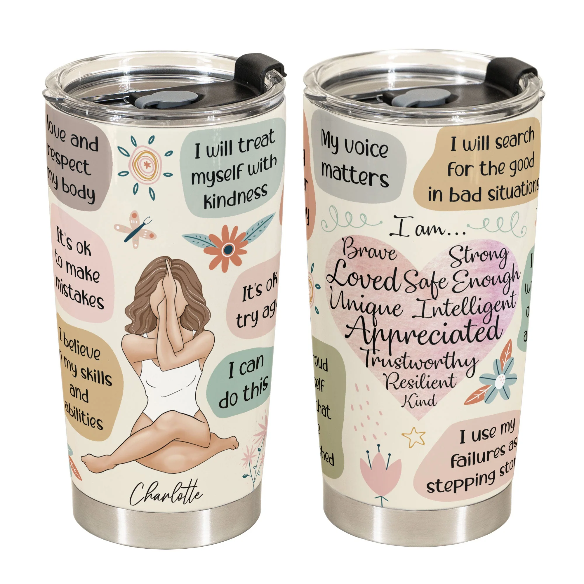Positivity - Personalized Tumbler Cup - Note To Self, Mental Health - Image 2