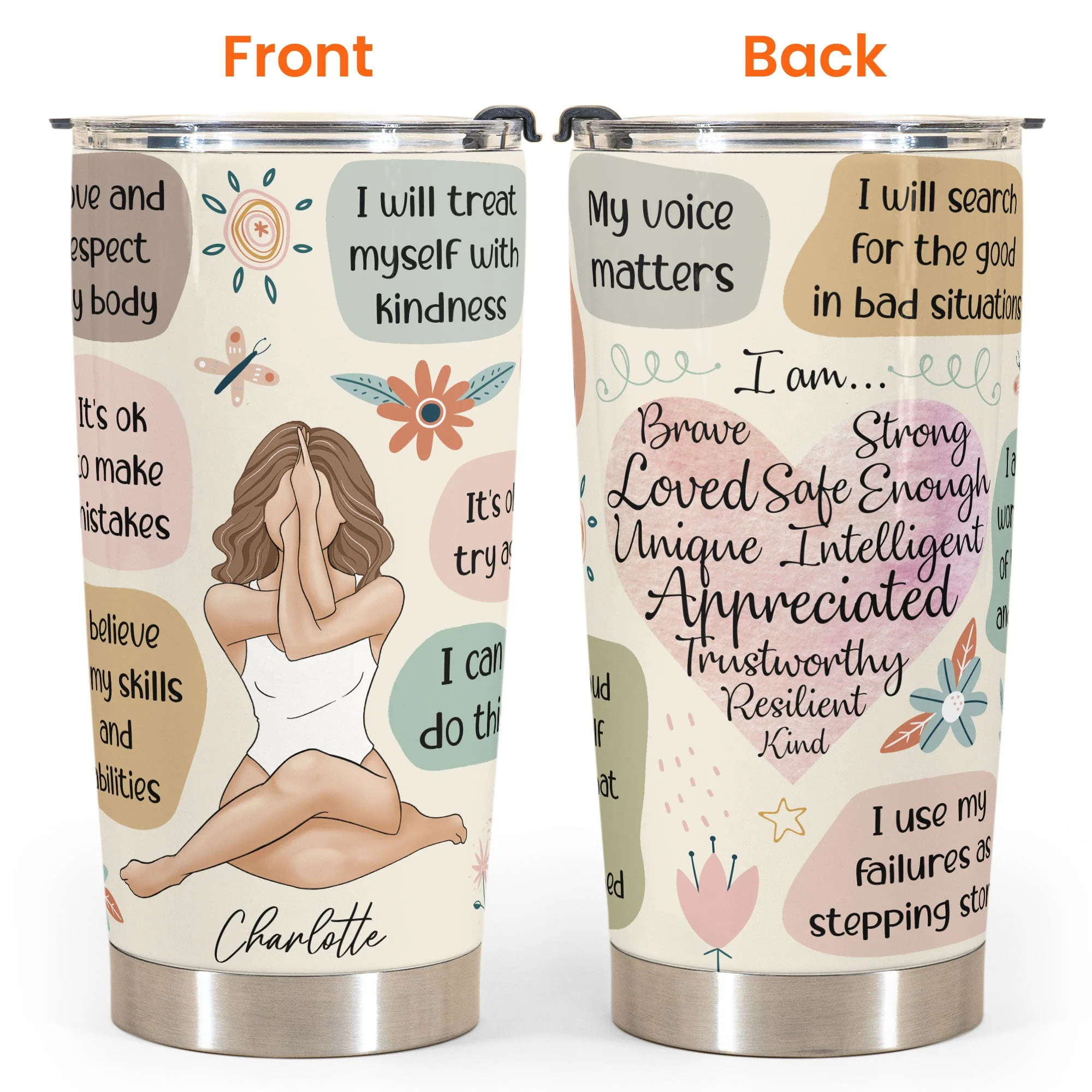 Positivity - Personalized Tumbler Cup - Note To Self, Mental Health - Image 4