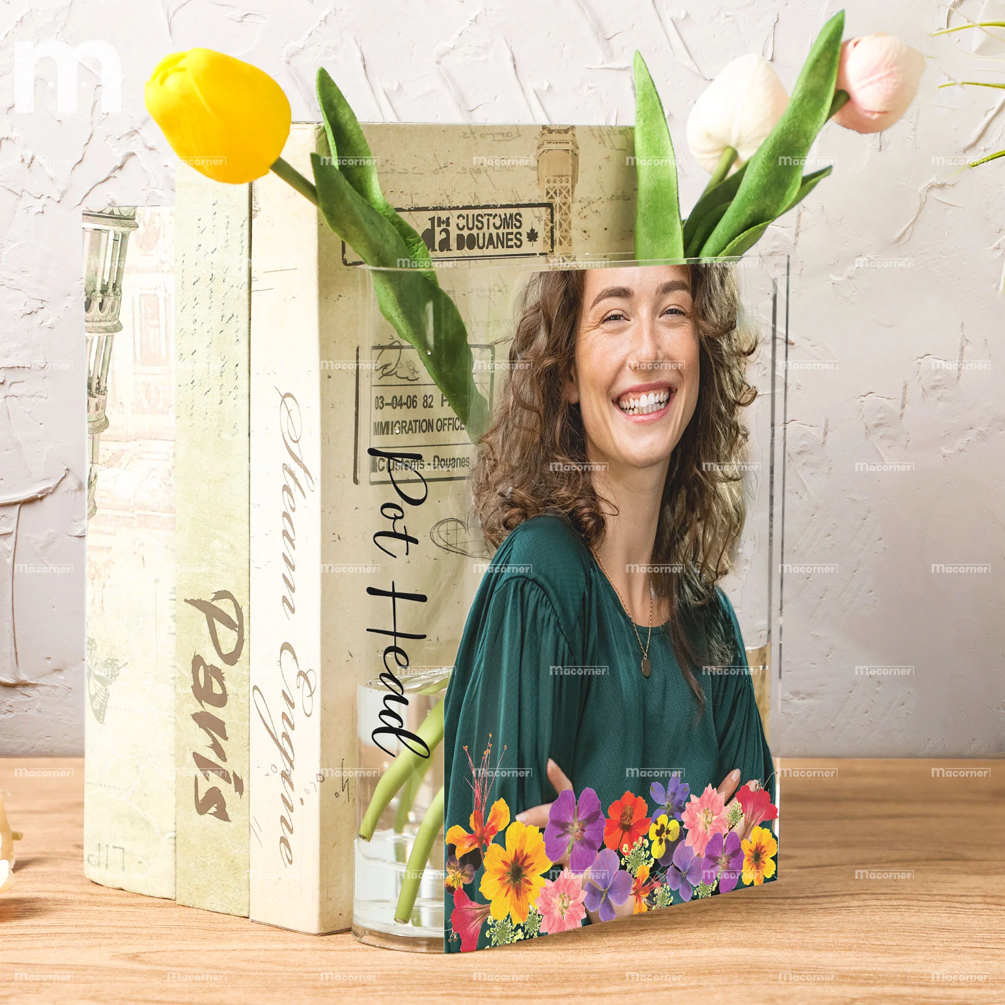 Pot Head - Personalized Photo Acrylic Book Vase - Image 7