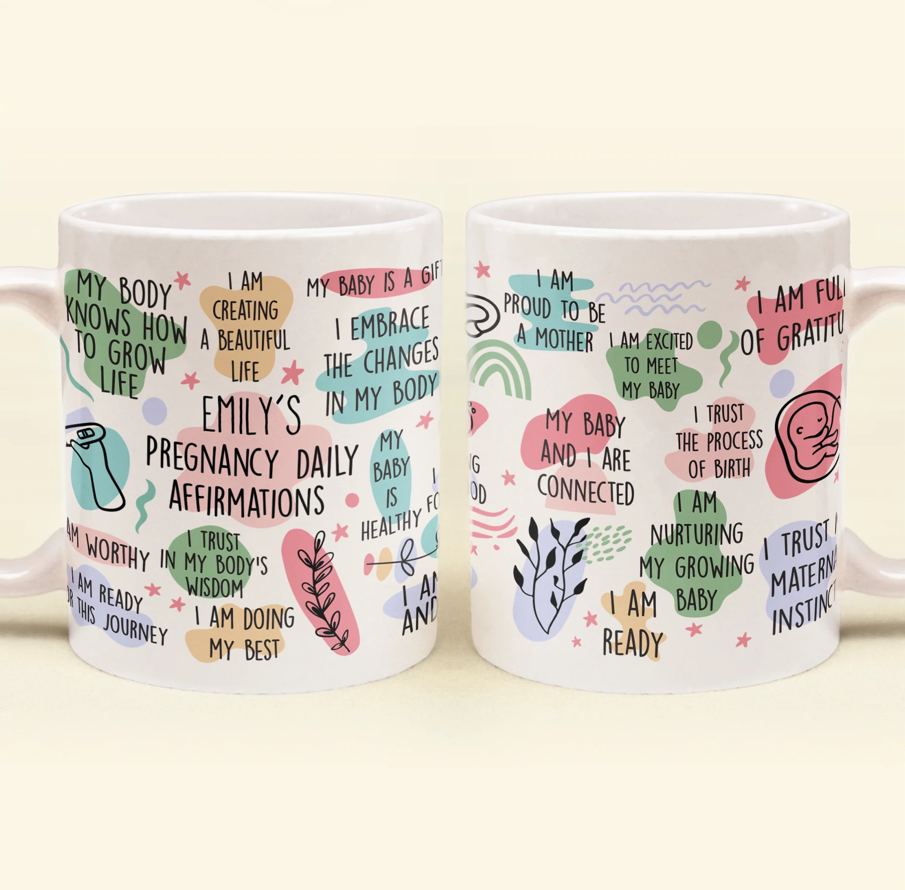 Pregnancy Daily Affirmations Gift For New Mom - Personalized Mug - Image 6
