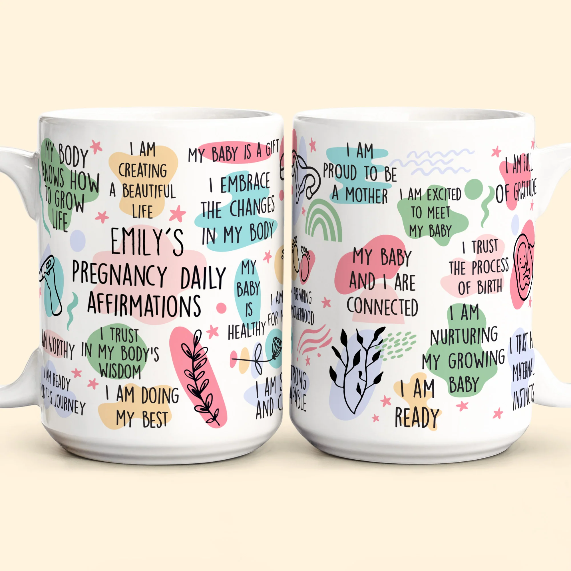 Pregnancy Daily Affirmations Gift For New Mom - Personalized Mug - Image 7