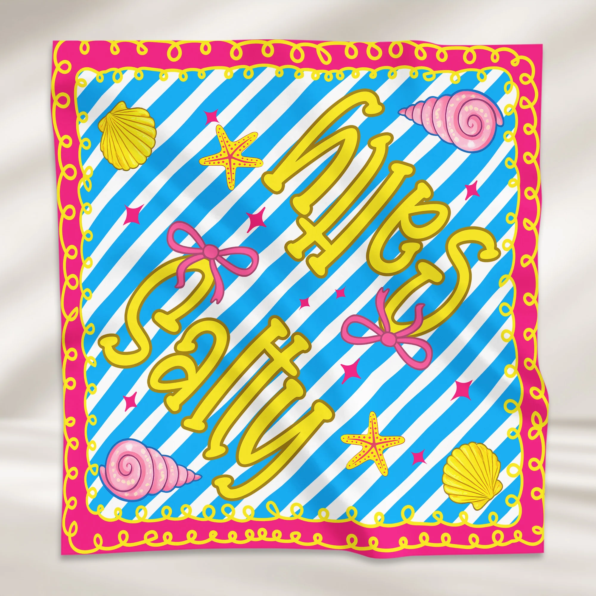 Preppy Neon Summer Retro Beach Life For Besties Trip, Vacation - Personalized Scarf - Image 5
