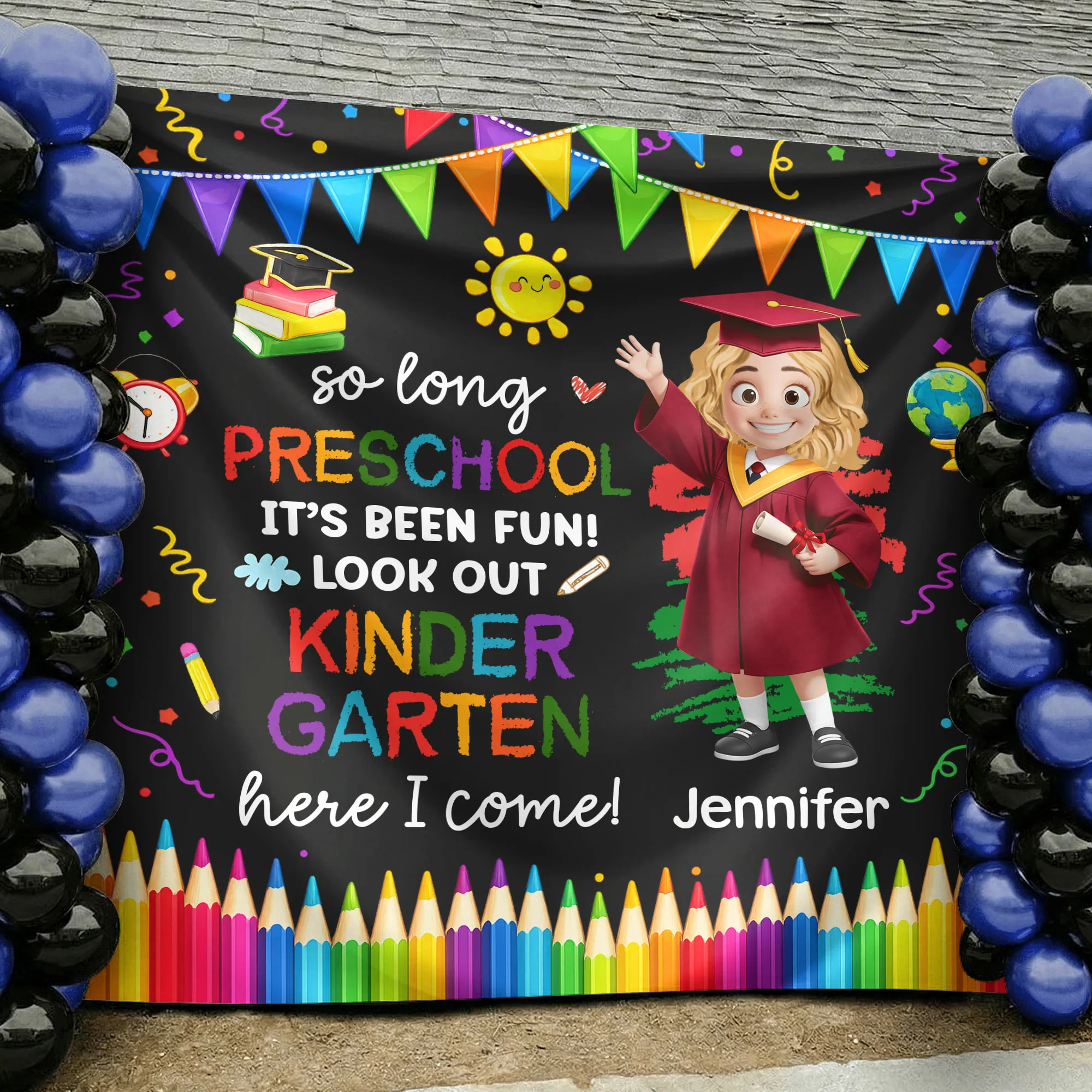 Preschool Kindergarten Graduation - Personalized Backdrop - Image 6
