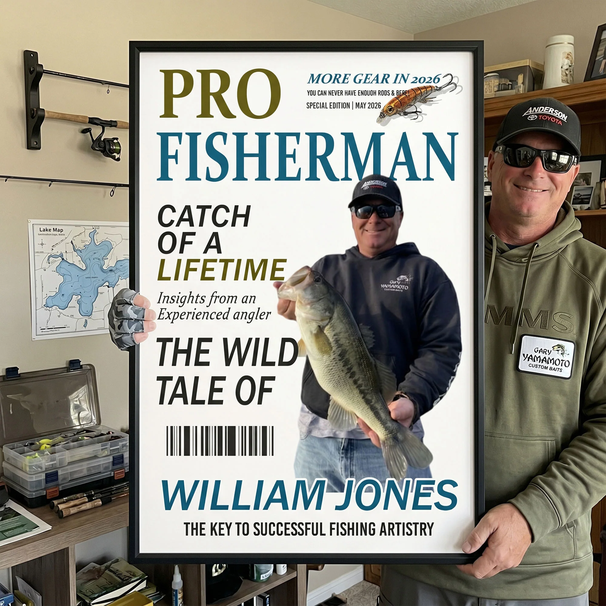 Pro Fisherman More Gear Newspaper Style - Personalized Poster - Image 4
