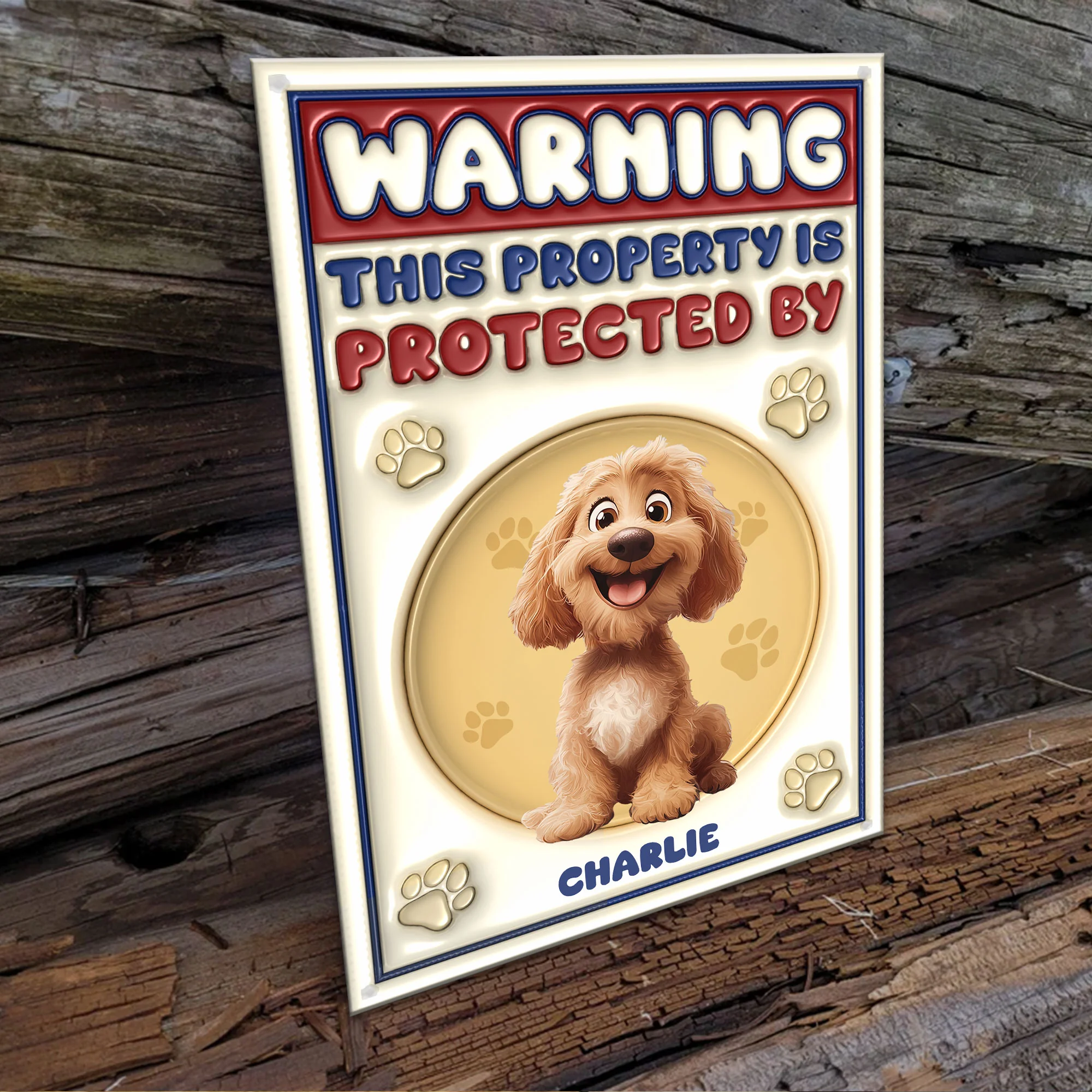 Property Is Protected By 3D Style Pattern - Personalized Metal Sign - Image 2