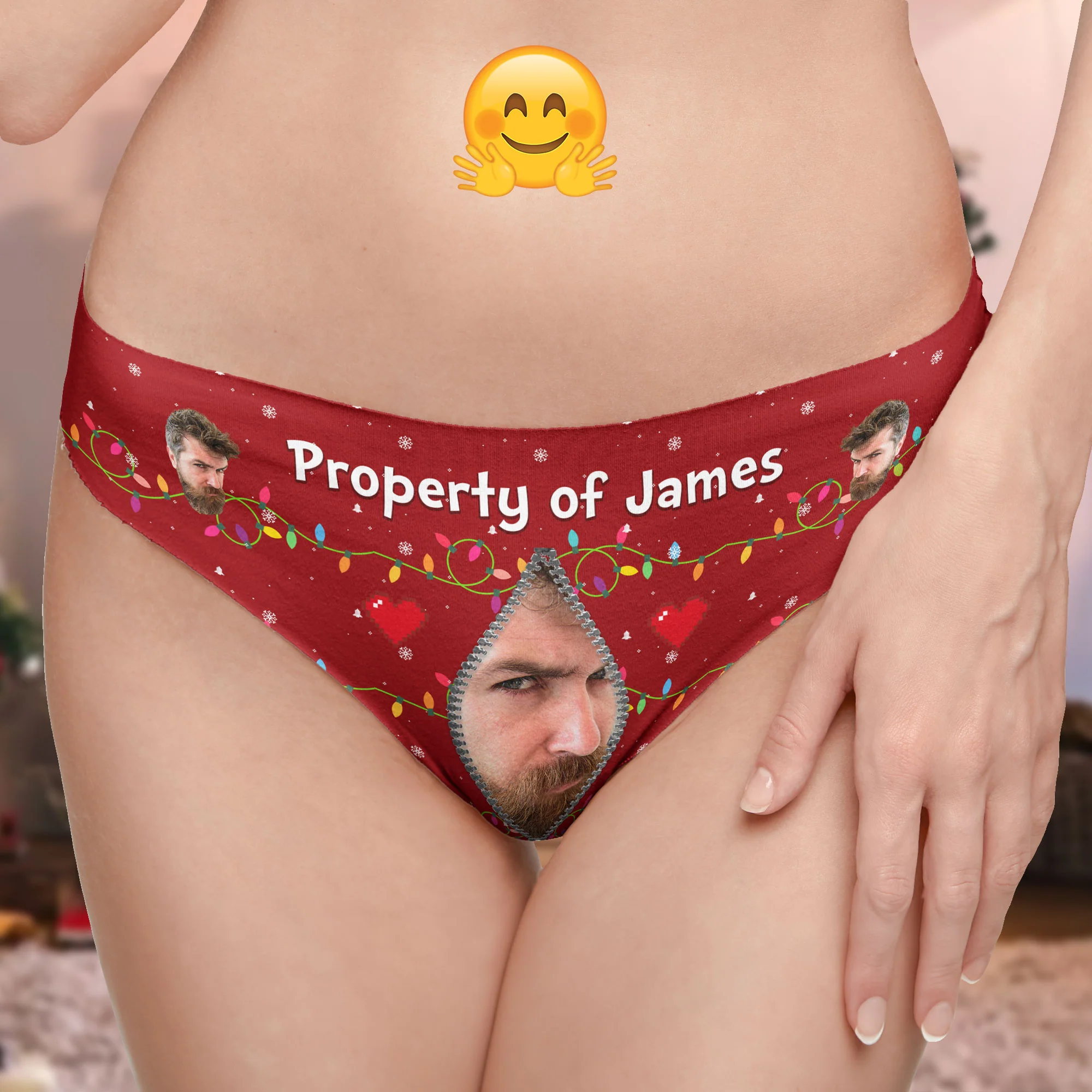 Property Of Theme - Personalized Photo Women’s Low-Waisted Brief - Gift For Wife - Image 4