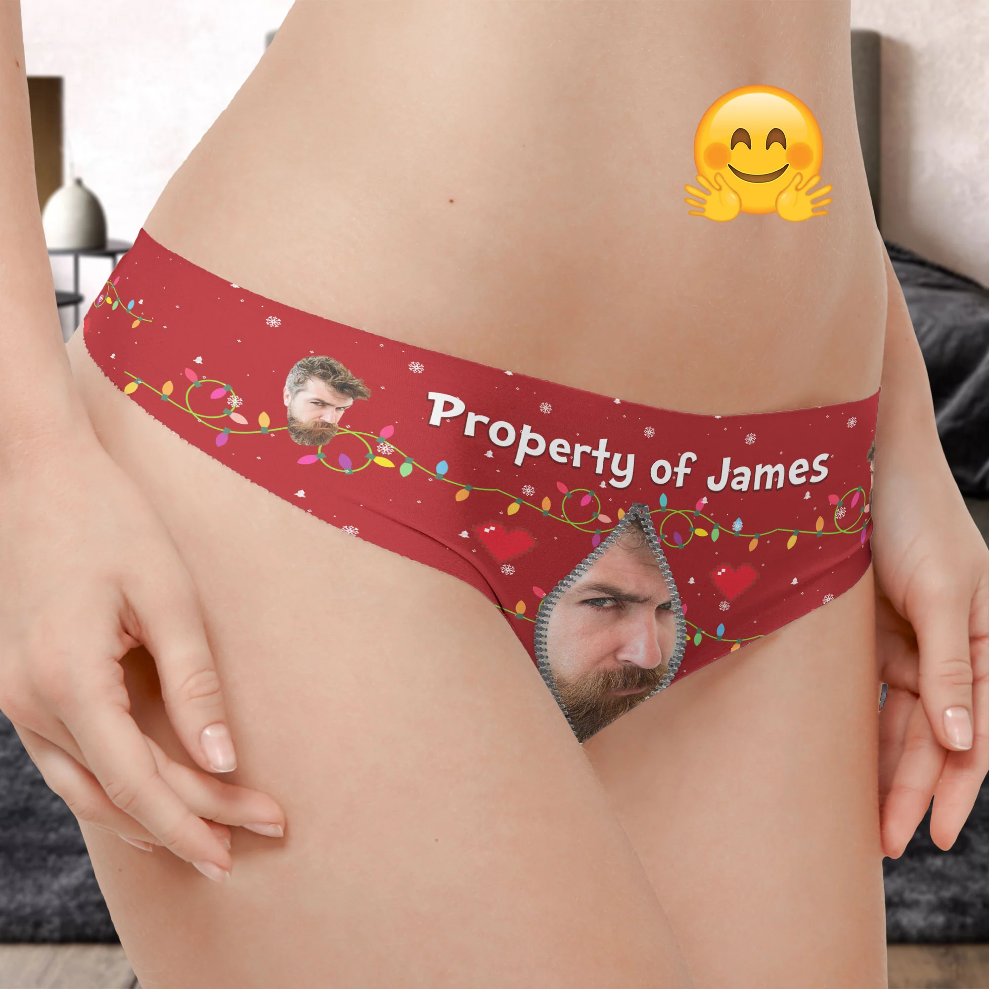 Property Of Theme - Personalized Photo Women’s Low-Waisted Brief - Gift For Wife - Image 5