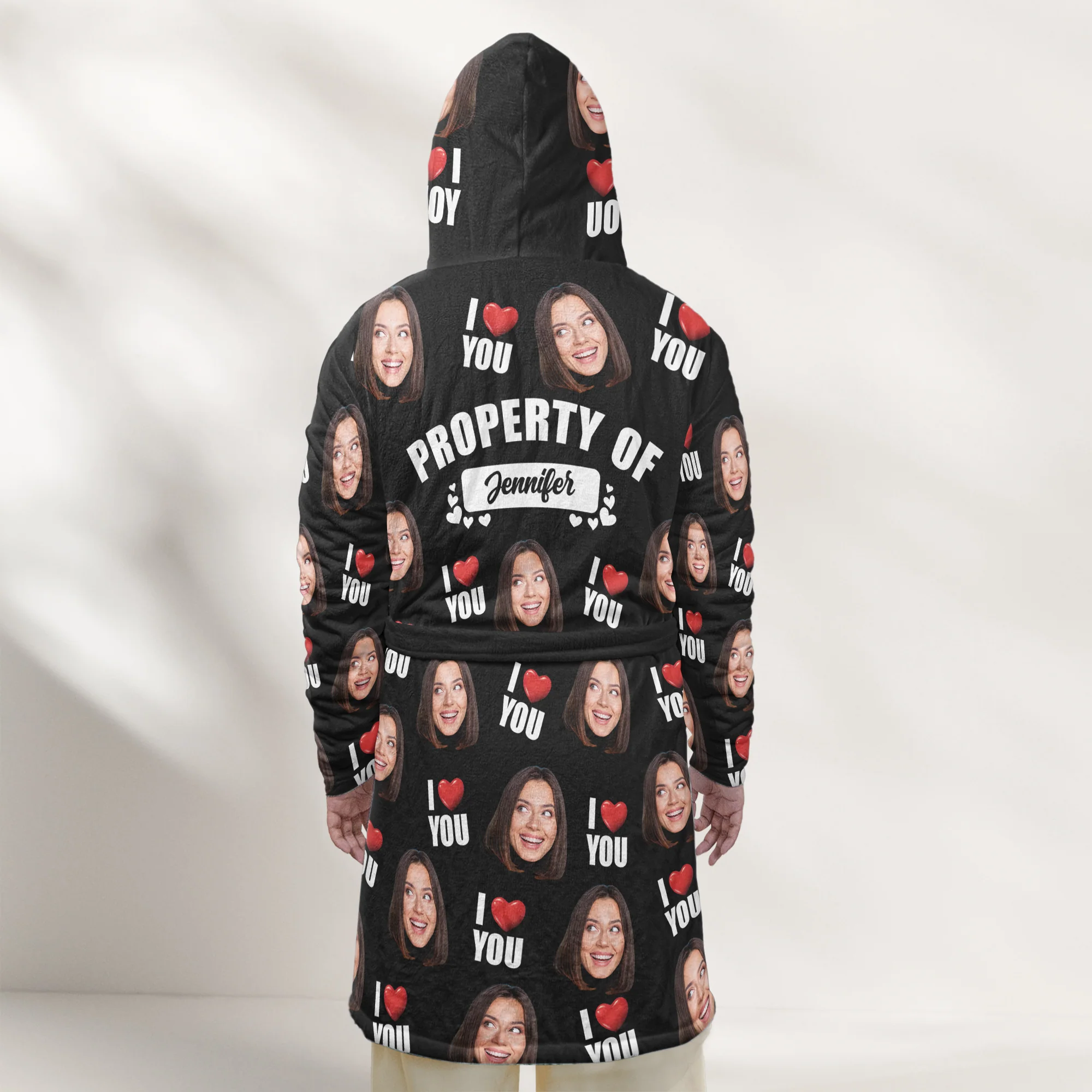 Property Of Custom Funny Face Gift For Him Gift For Her - Personalized Photo Hooded Robe - Image 5