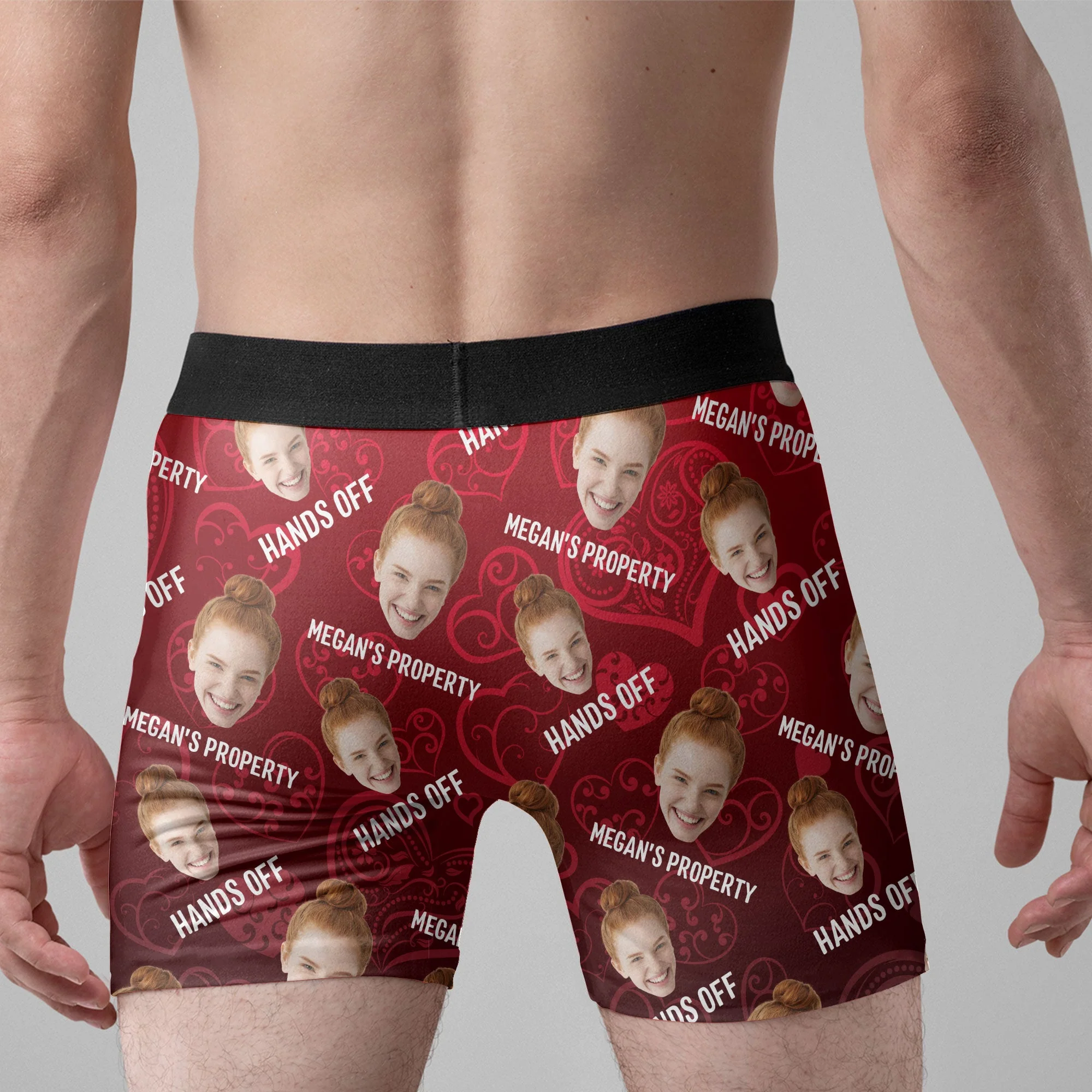 Property Of Funny Hands Off Custom Faces - Personalized Photo Men's Boxer Briefs - Birthday Gifts For Men, Husband, Him, Boyfriend - Image 2