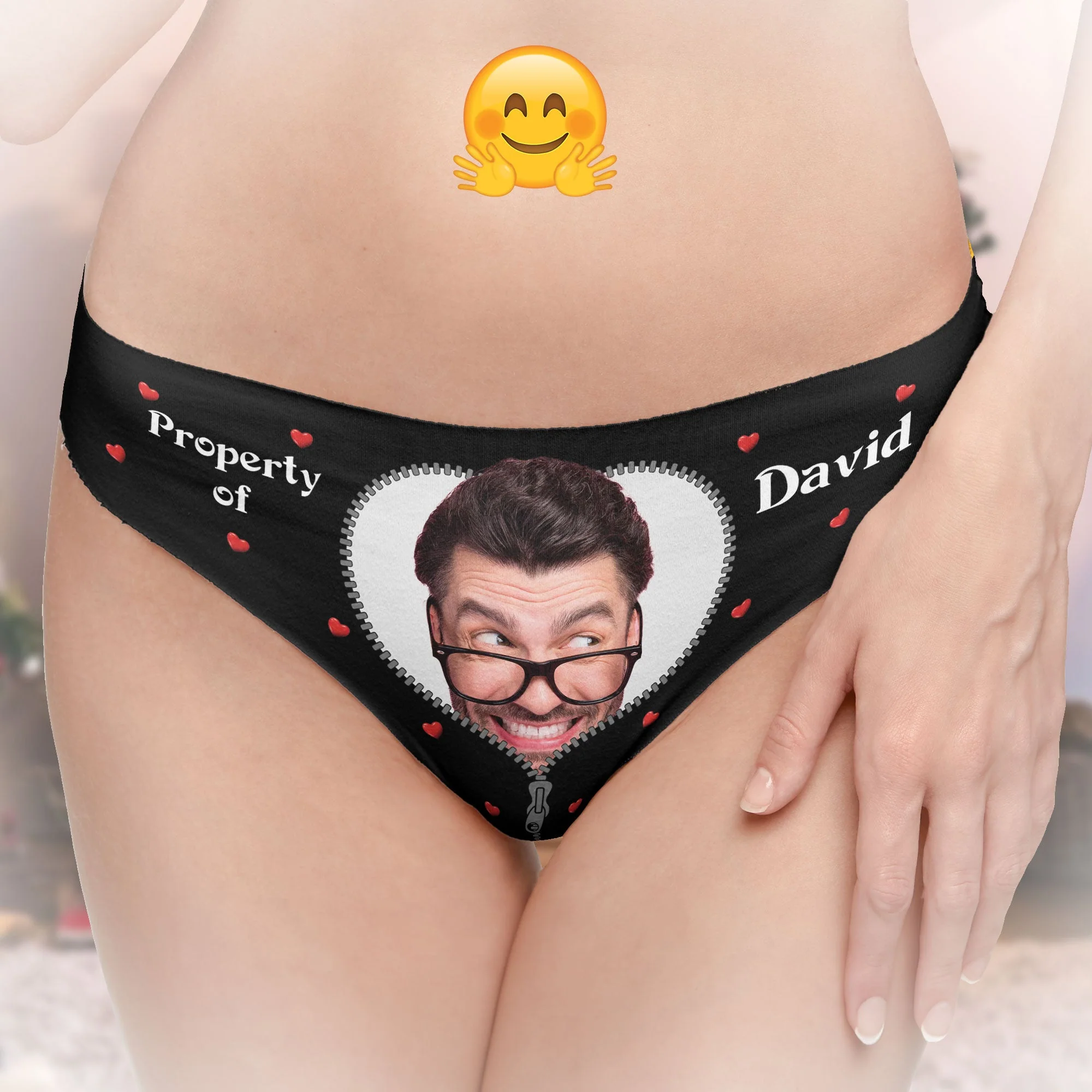 Property Of Him - Personalized Photo Women's Low-Waisted Brief - Image 2