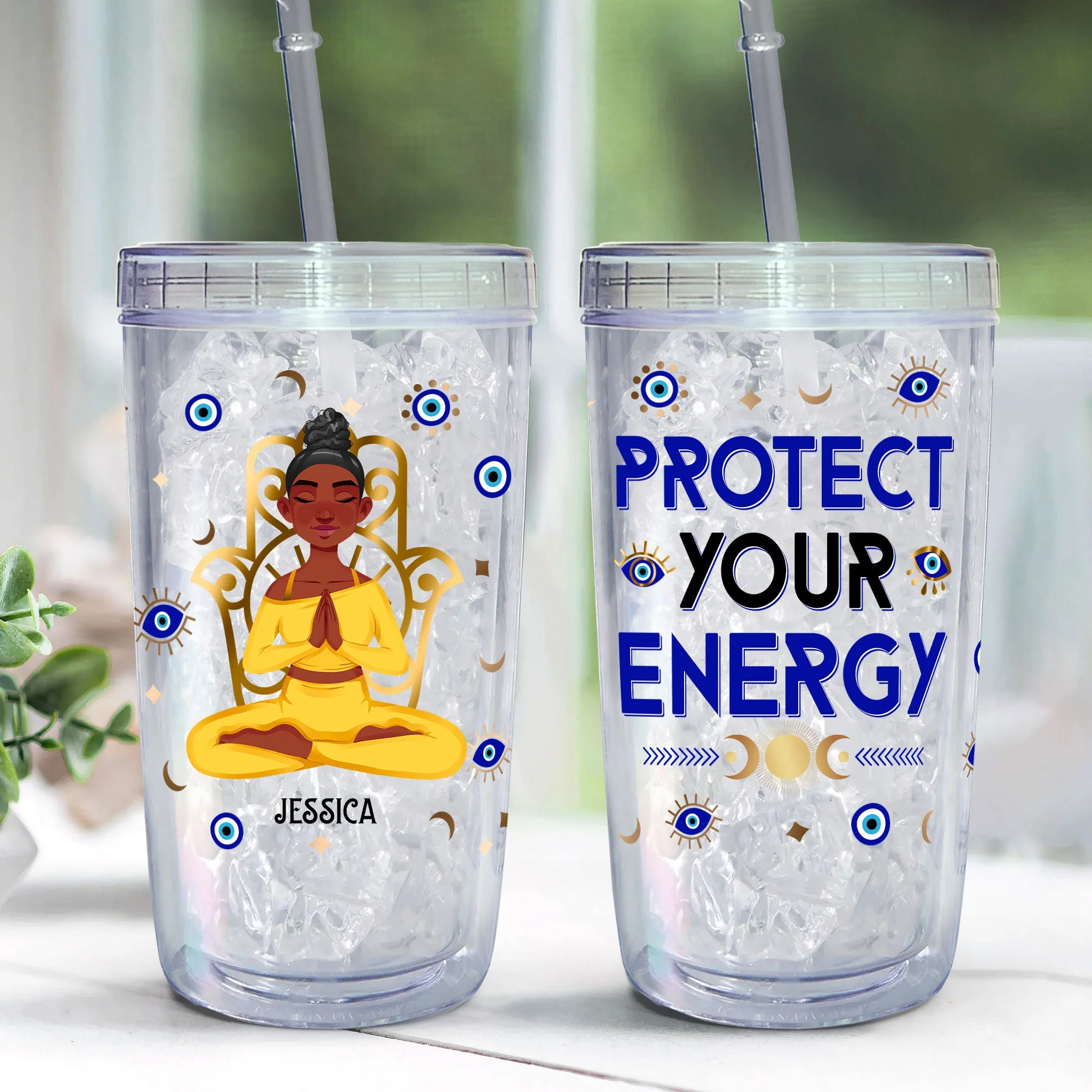 Protect Your Energy - Personalized Acrylic Tumbler With Straw - Image 3