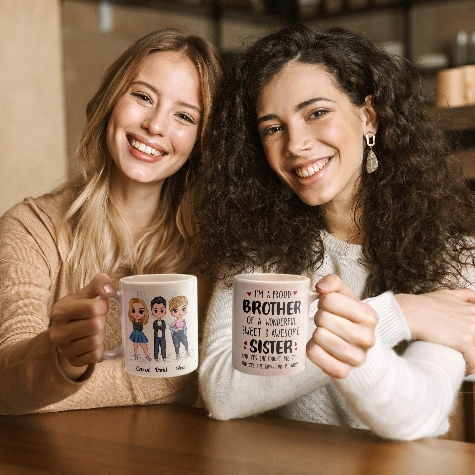 Proud Brother Of A Wonderful & Sweet Sister - Personalized Mug - Image 2