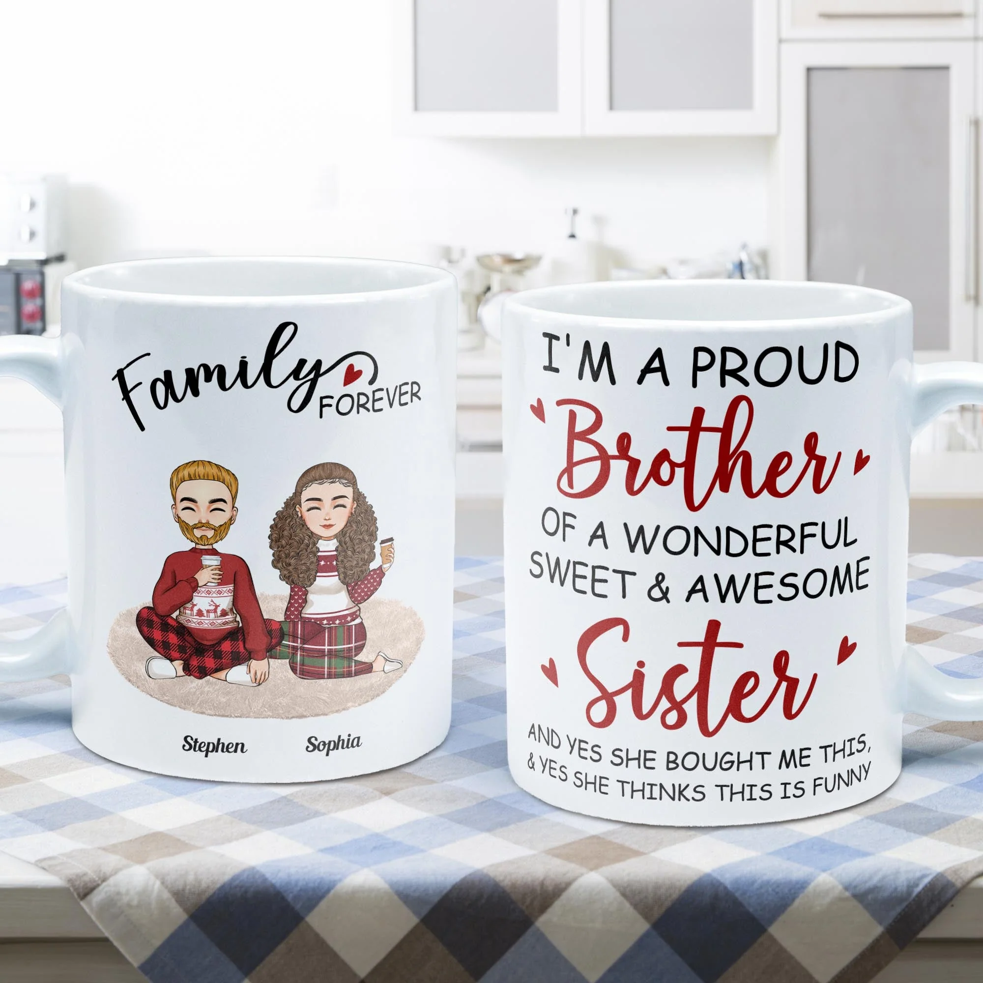 Proud Brother Of A Wonderful & Sweet Sister - Personalized Mug - Christmas, New Year Gift For Family, Sisters, Brothers, Siblings - Image 3