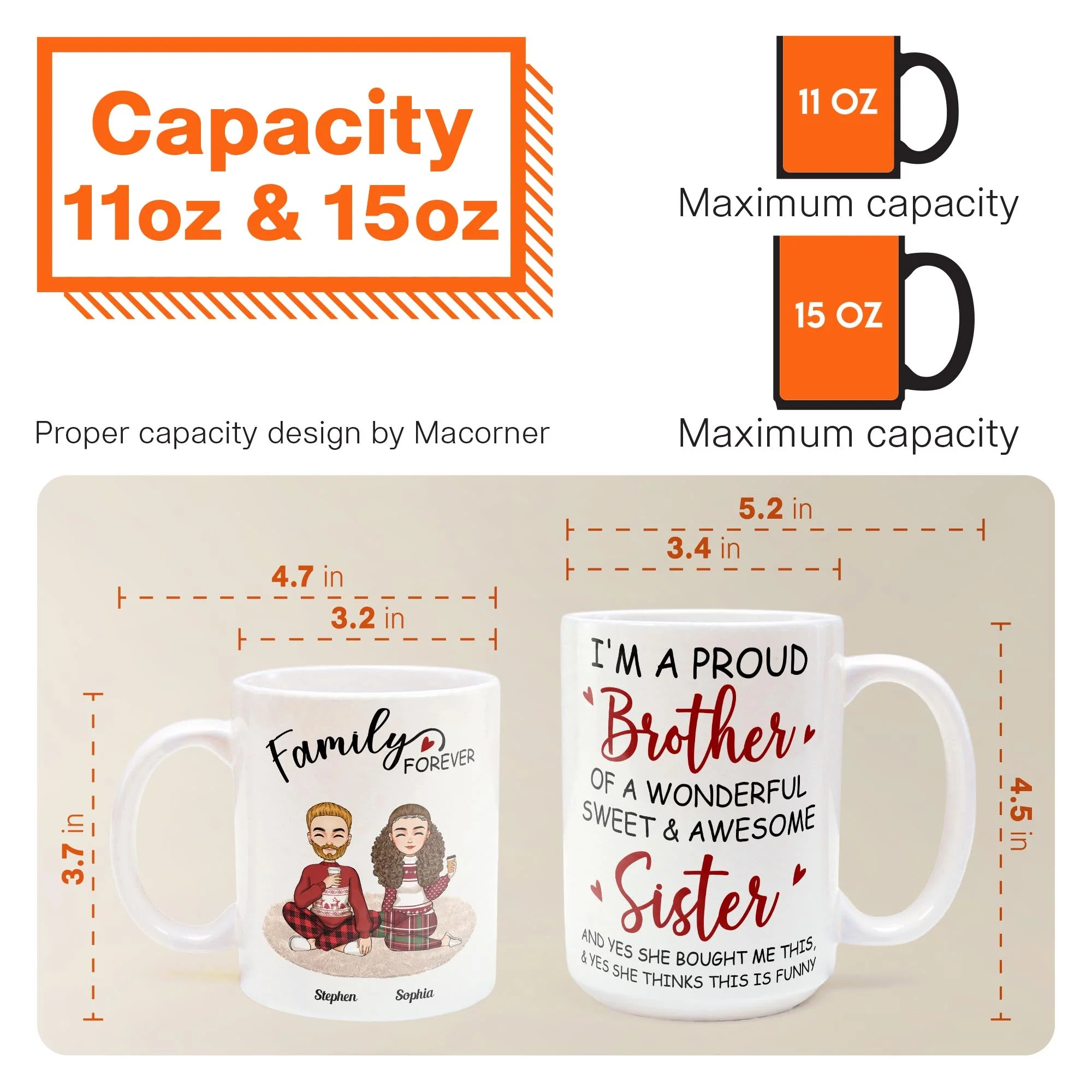 Proud Brother Of A Wonderful & Sweet Sister - Personalized Mug - Christmas, New Year Gift For Family, Sisters, Brothers, Siblings - Image 5