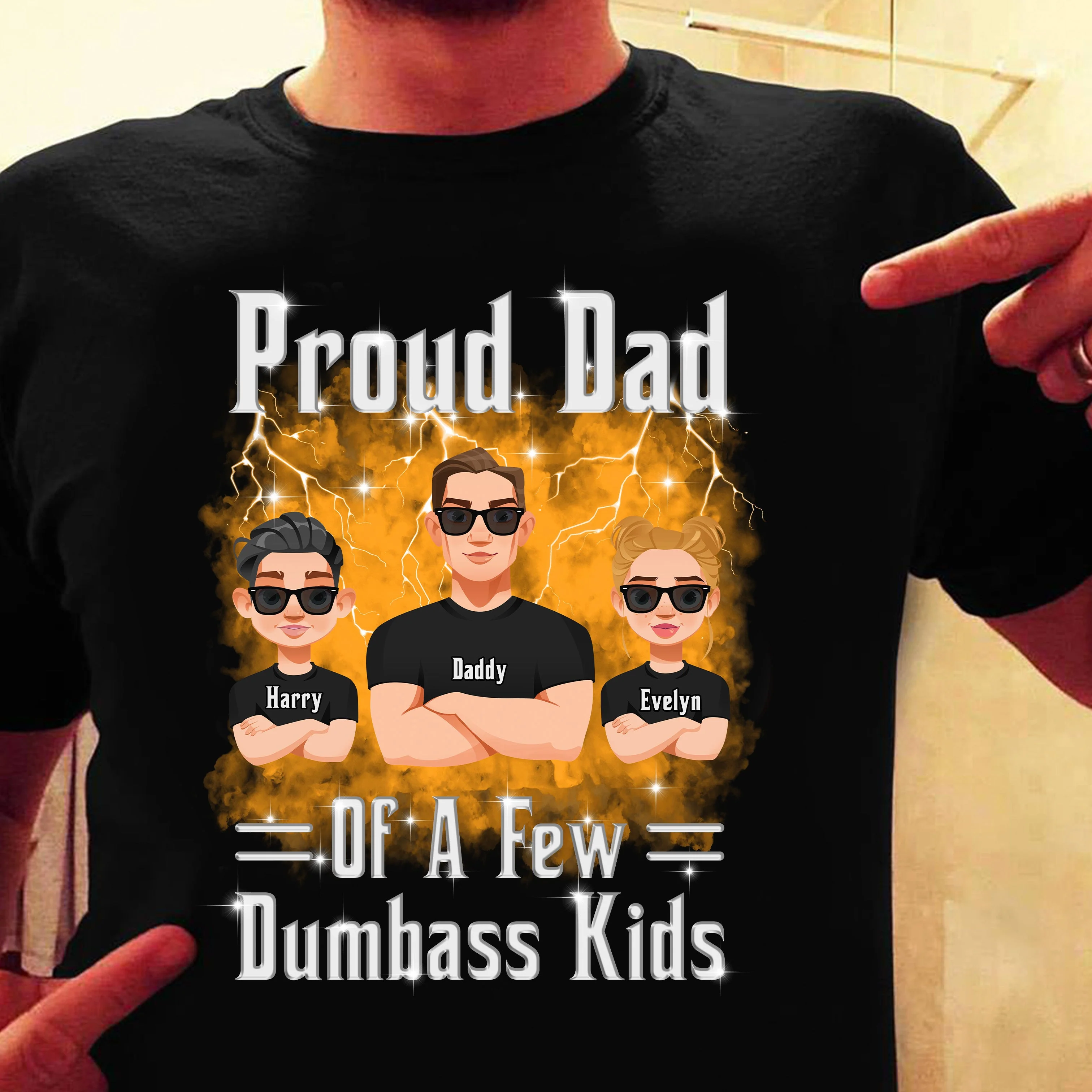 Proud Dad Of A Few Dumbass Kids - Bootleg Rap Style - Personalized Shirt - Image 2