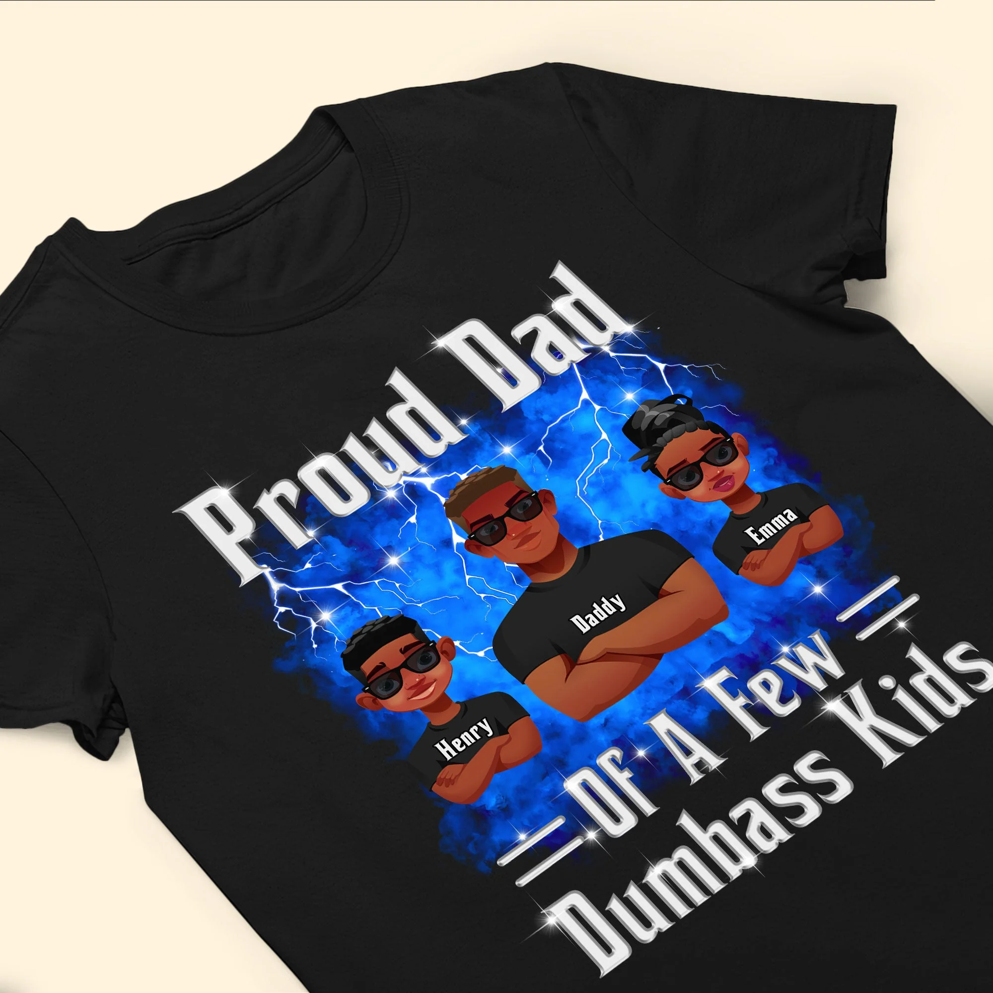 Proud Dad Of A Few Dumbass Kids - Bootleg Rap Style - Personalized Shirt - Image 5