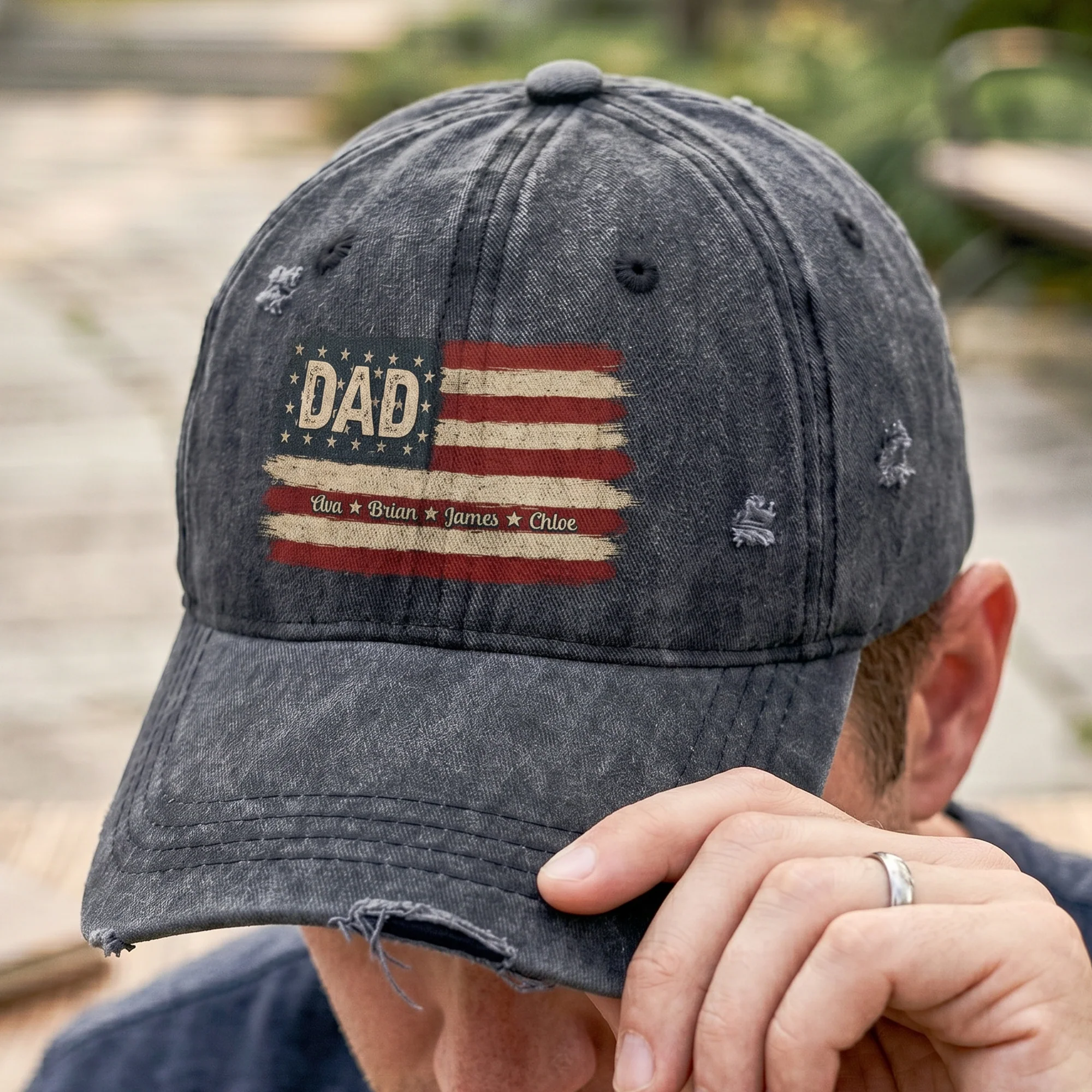 Proud Dad Patriotic Flag 250Th Birthday USA - Personalized Cap - Image 2