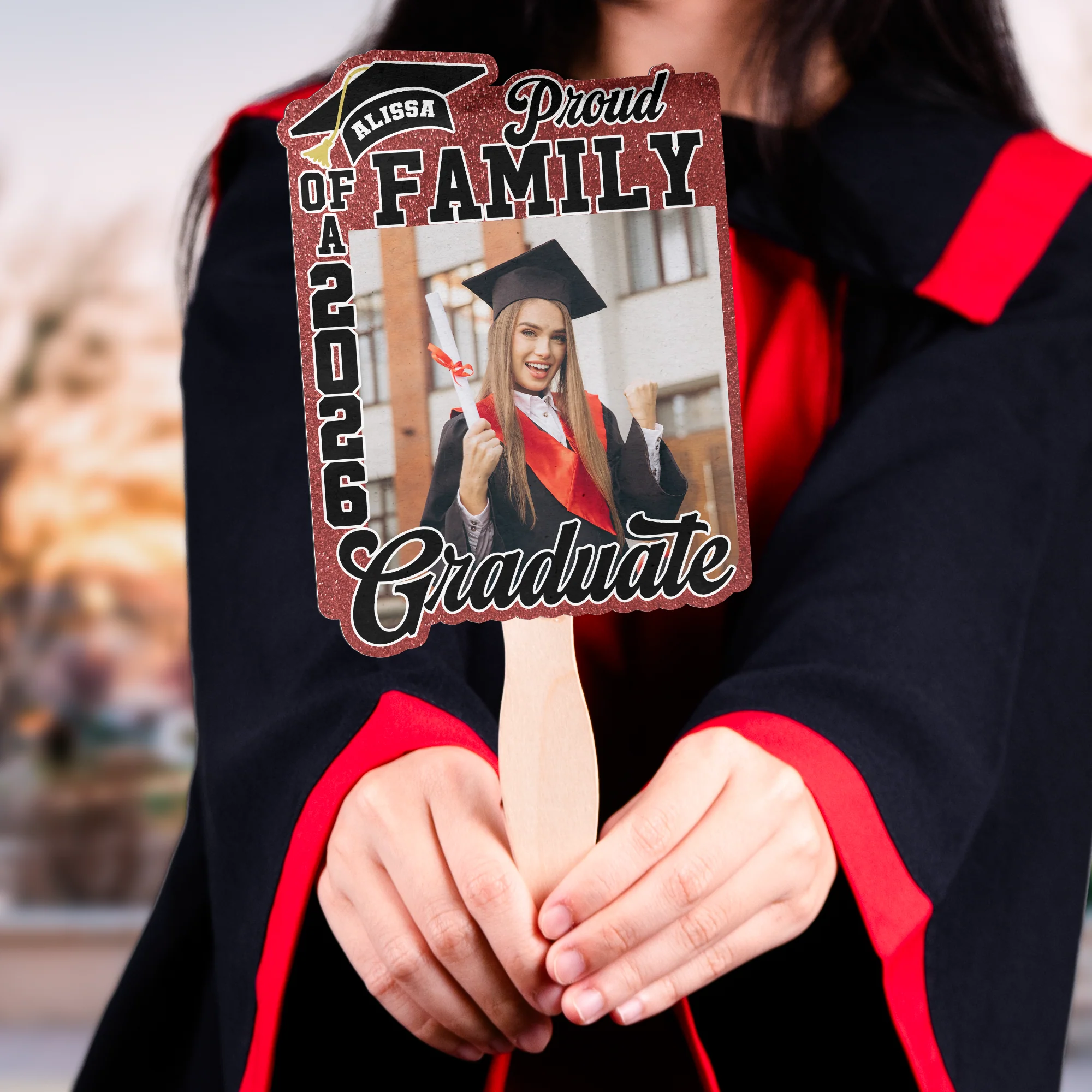 Proud Family Of Graduate - Custom Graduation Fan With Picture - Image 2