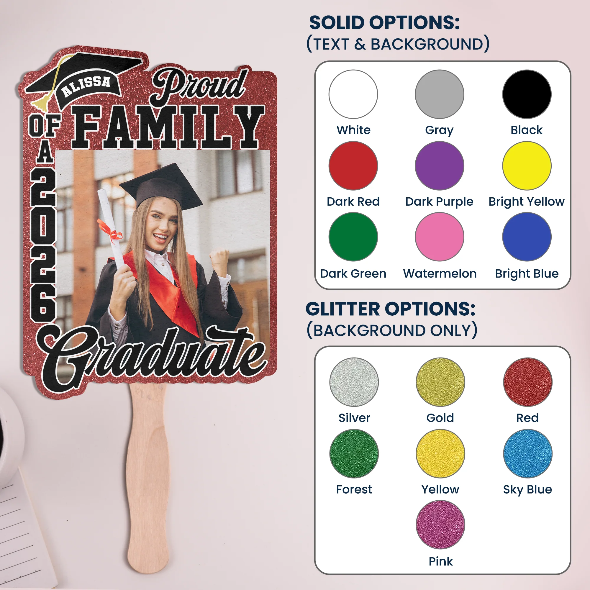 Proud Family Of Graduate - Custom Graduation Fan With Picture - Image 7