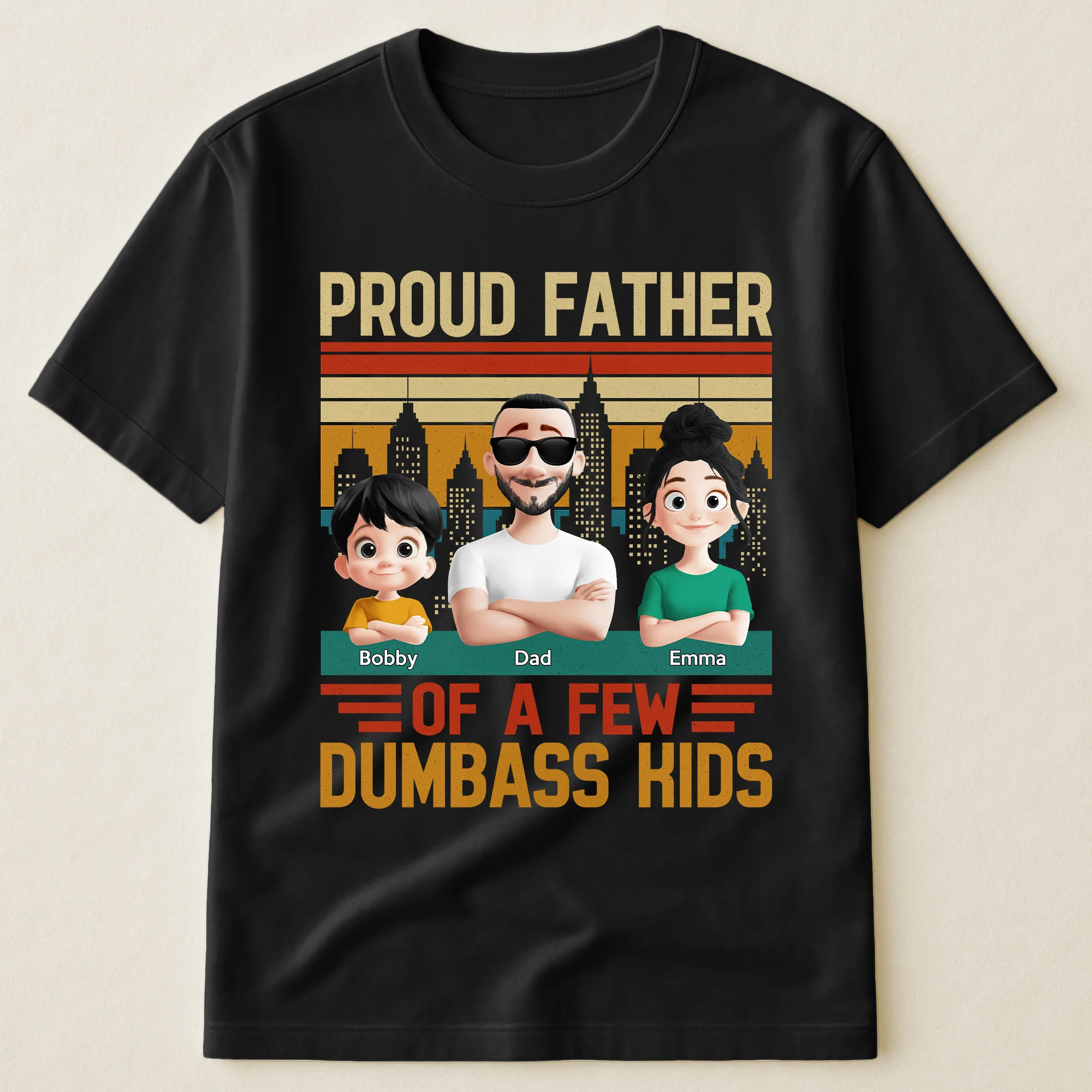 Proud Father Of A Few Dumba** Kids New Version Dad Gift - Personalized Shirt - Image 2