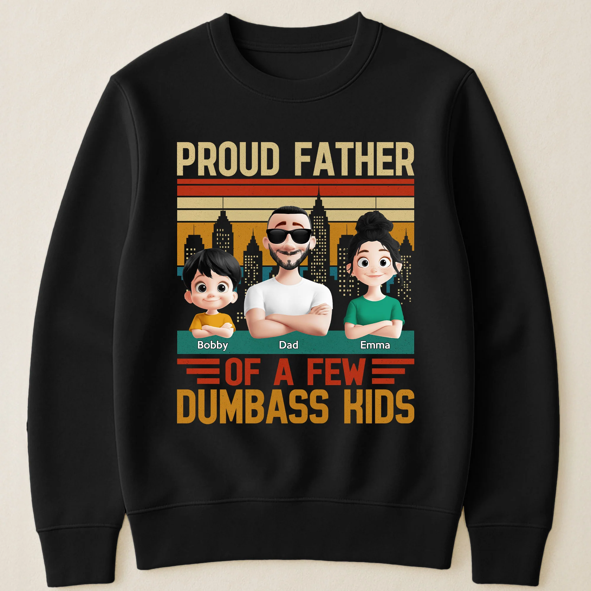 Proud Father Of A Few Dumba** Kids New Version Dad Gift - Personalized Shirt - Image 4