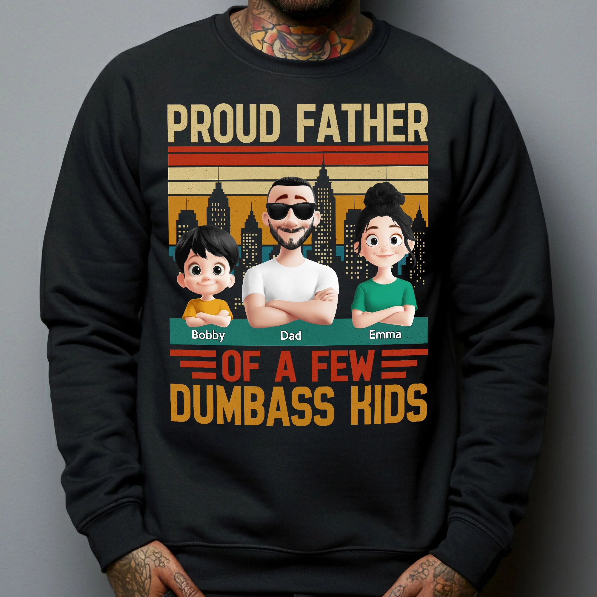 Proud Father Of A Few Dumba** Kids New Version Dad Gift - Personalized Shirt - Image 5