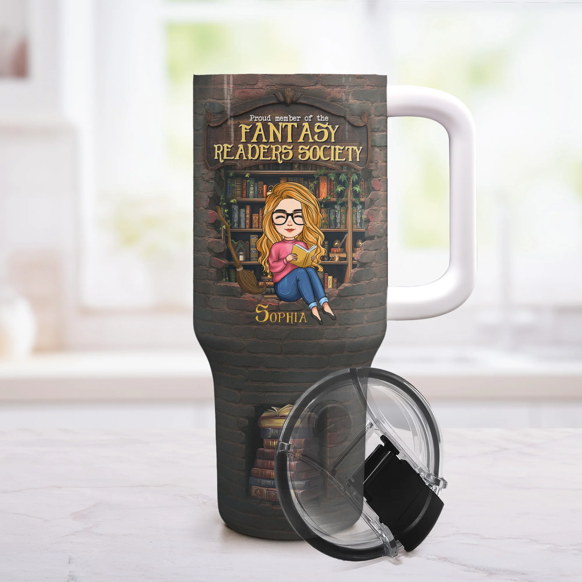 Proud Member Of The Fantasy Readers Society - Personalized 40oz Tumbler With Straw - Image 2