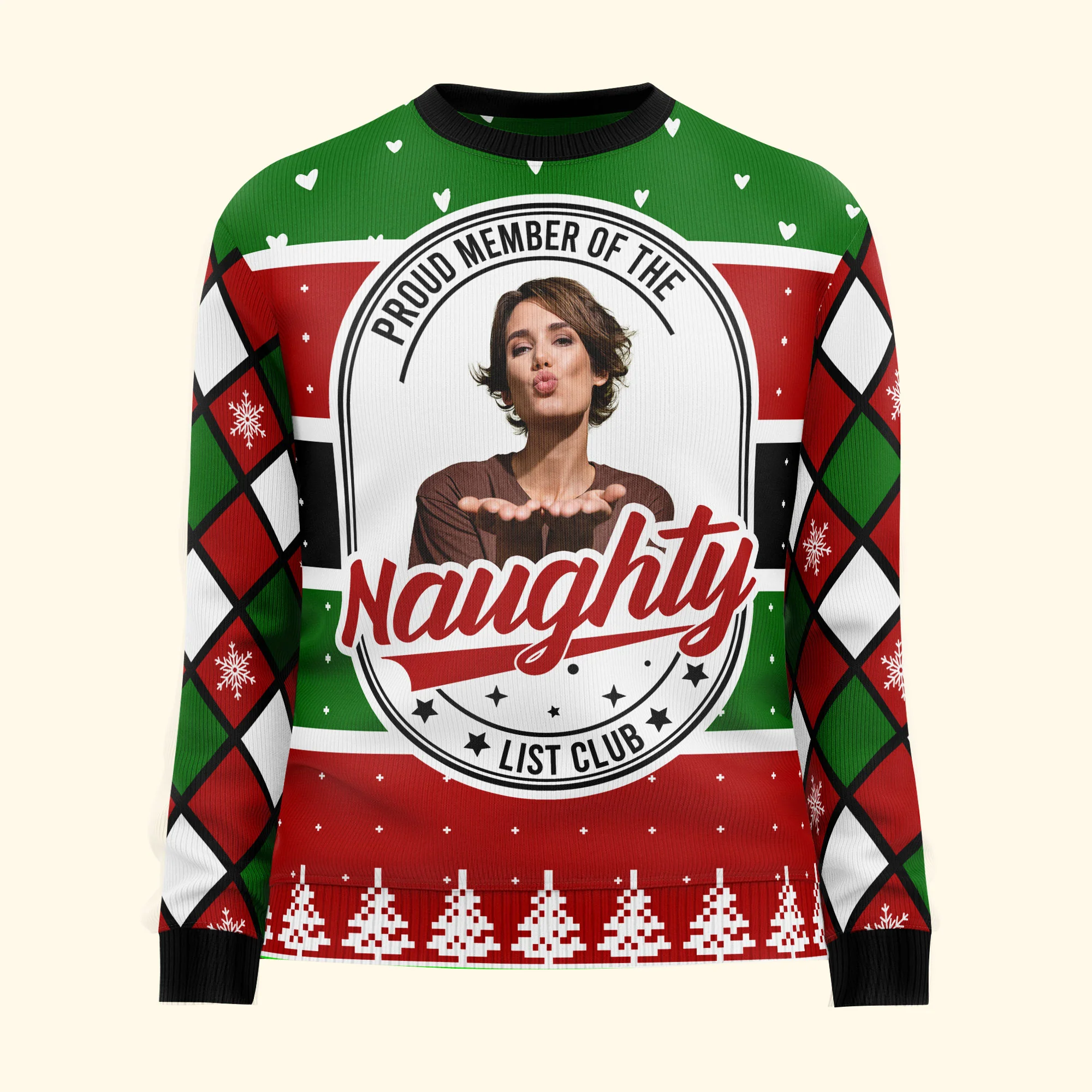 Proud Member Of The Naughty List - Personalized Photo Ugly Sweater - Image 5