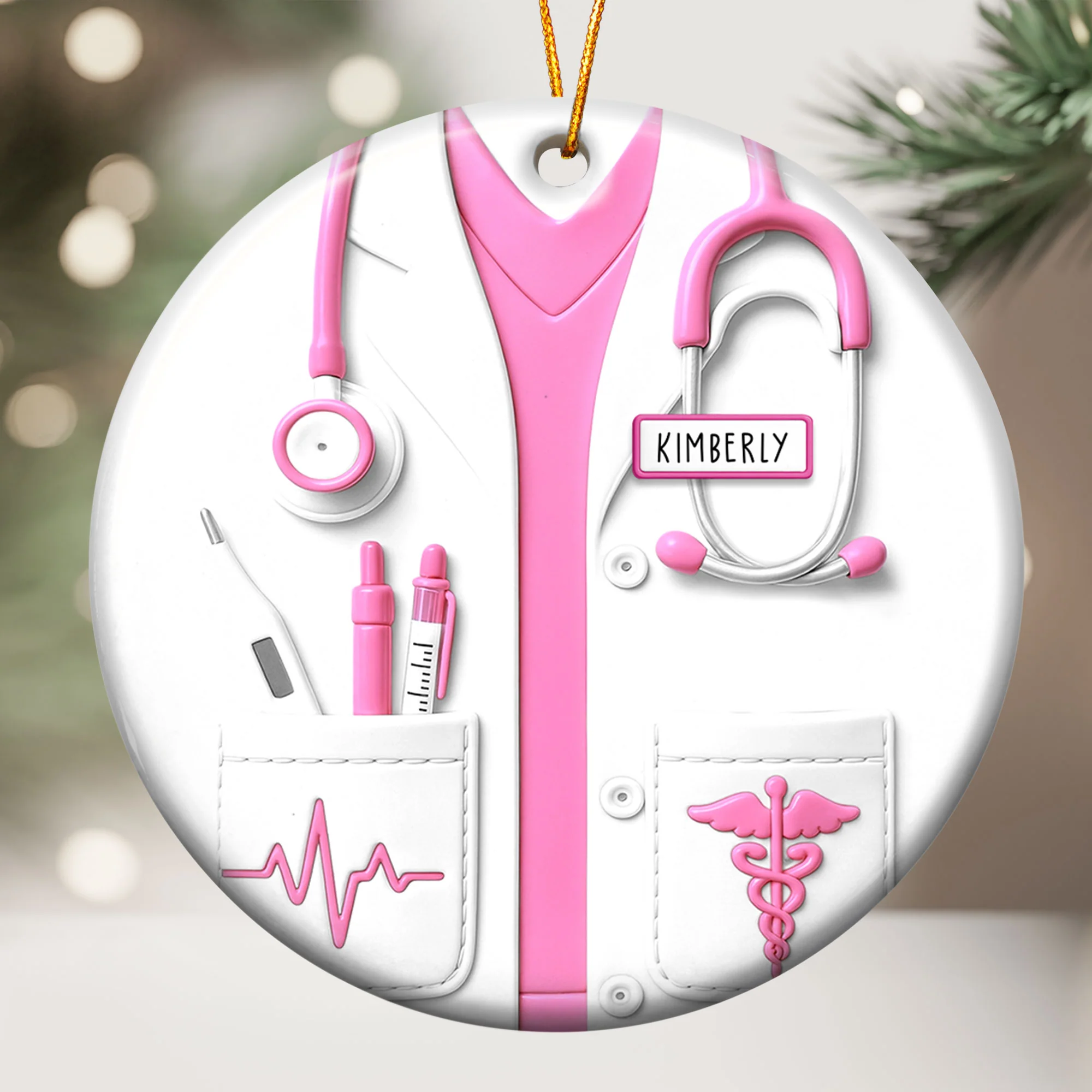 Proud Nurse Custom Scrubs - Gift For Nurse - Personalized Ceramic Ornament