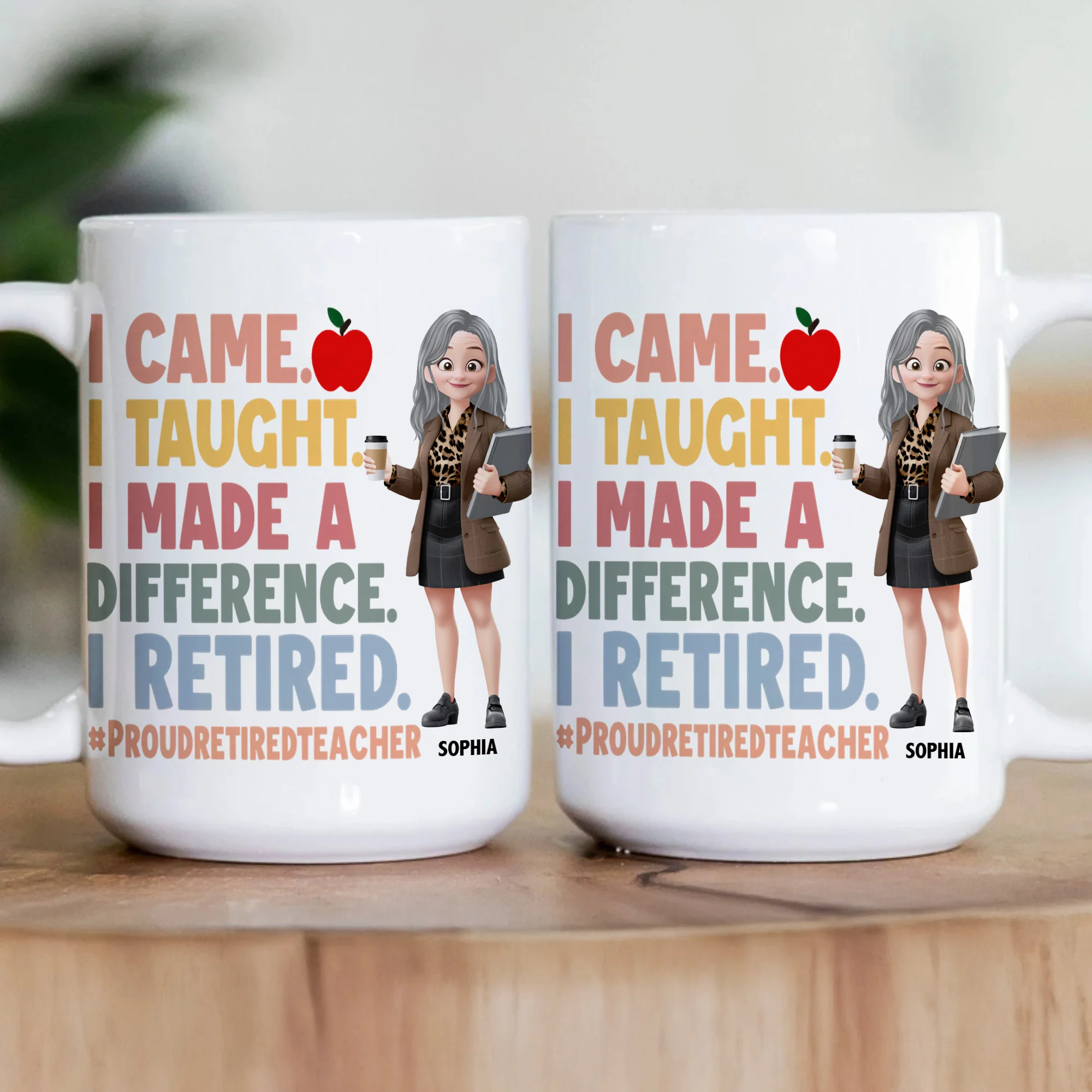Proud Retired Teacher - Teacher Appreciation - Personalized Mug - Image 2