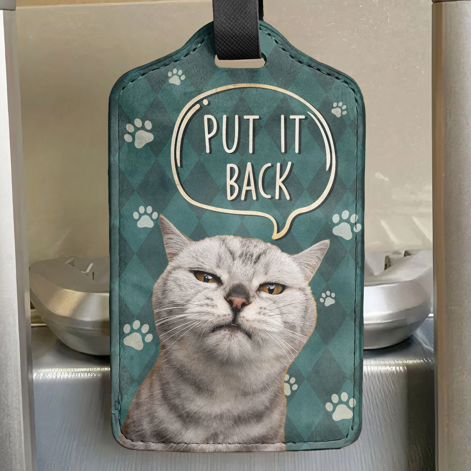Put It Back Cat - Personalized Photo Luggage Tag - Image 2