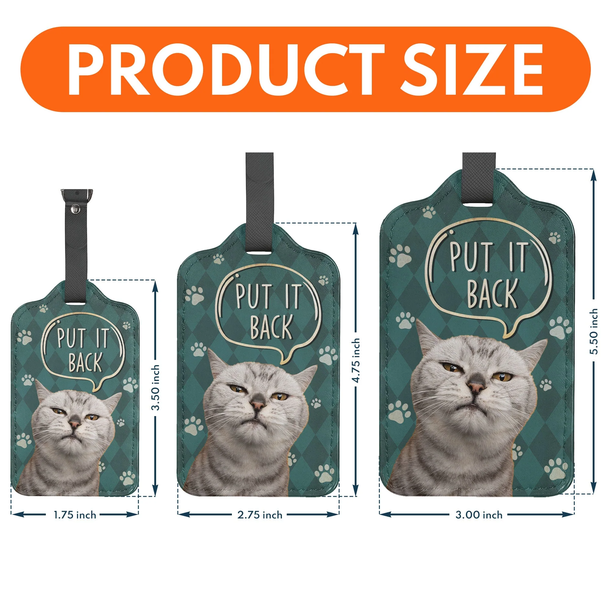Put It Back Cat - Personalized Photo Luggage Tag - Image 3
