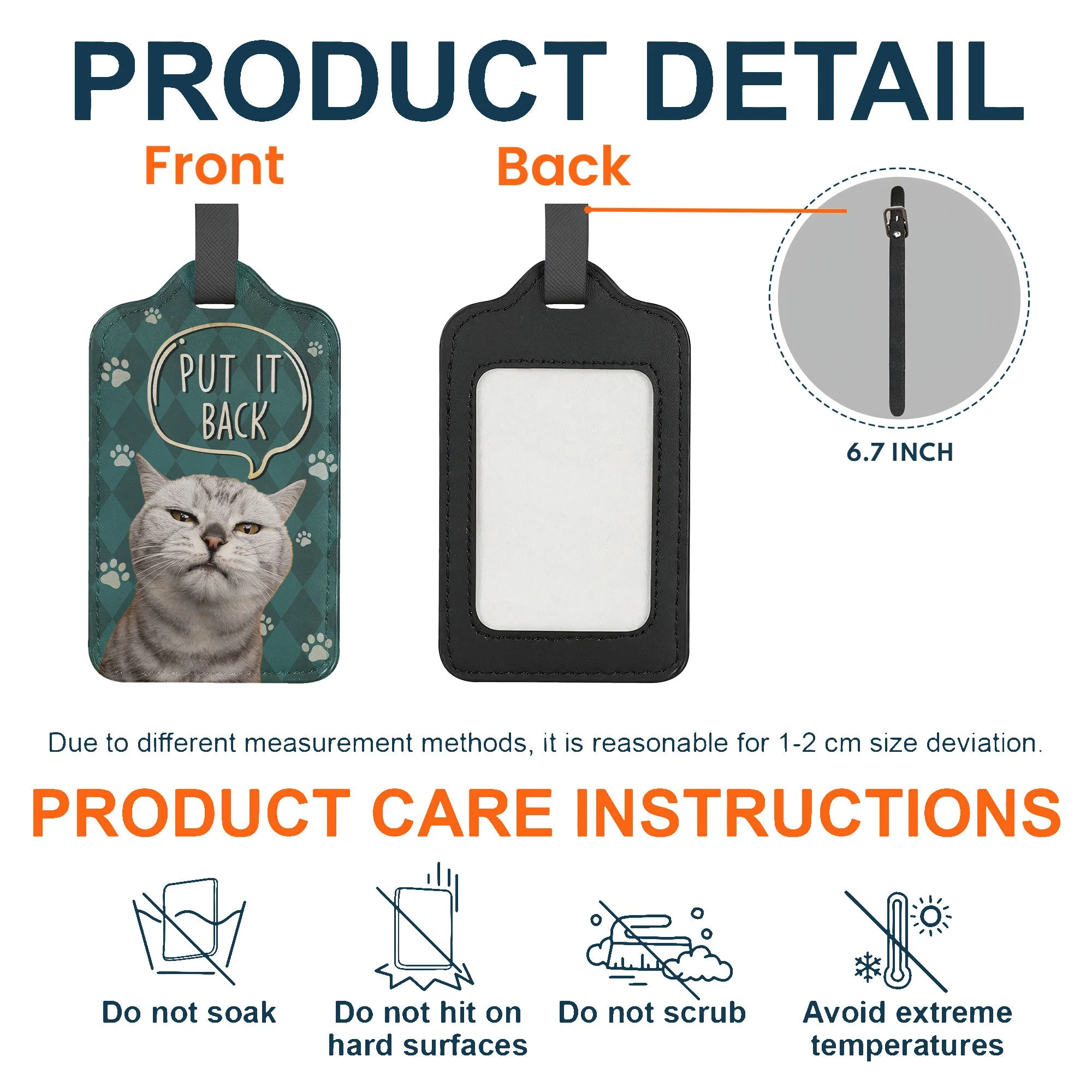 Put It Back Cat - Personalized Photo Luggage Tag - Image 4