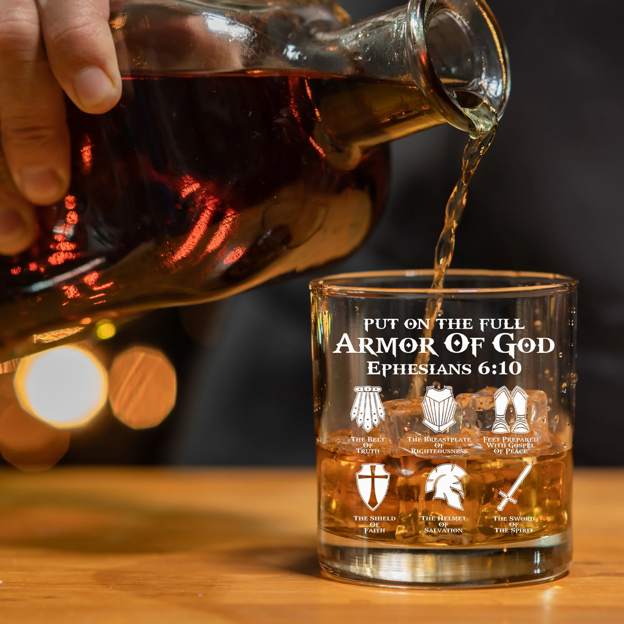 Put On The Full Armor Of God - Personalized Whiskey Glass - Image 3