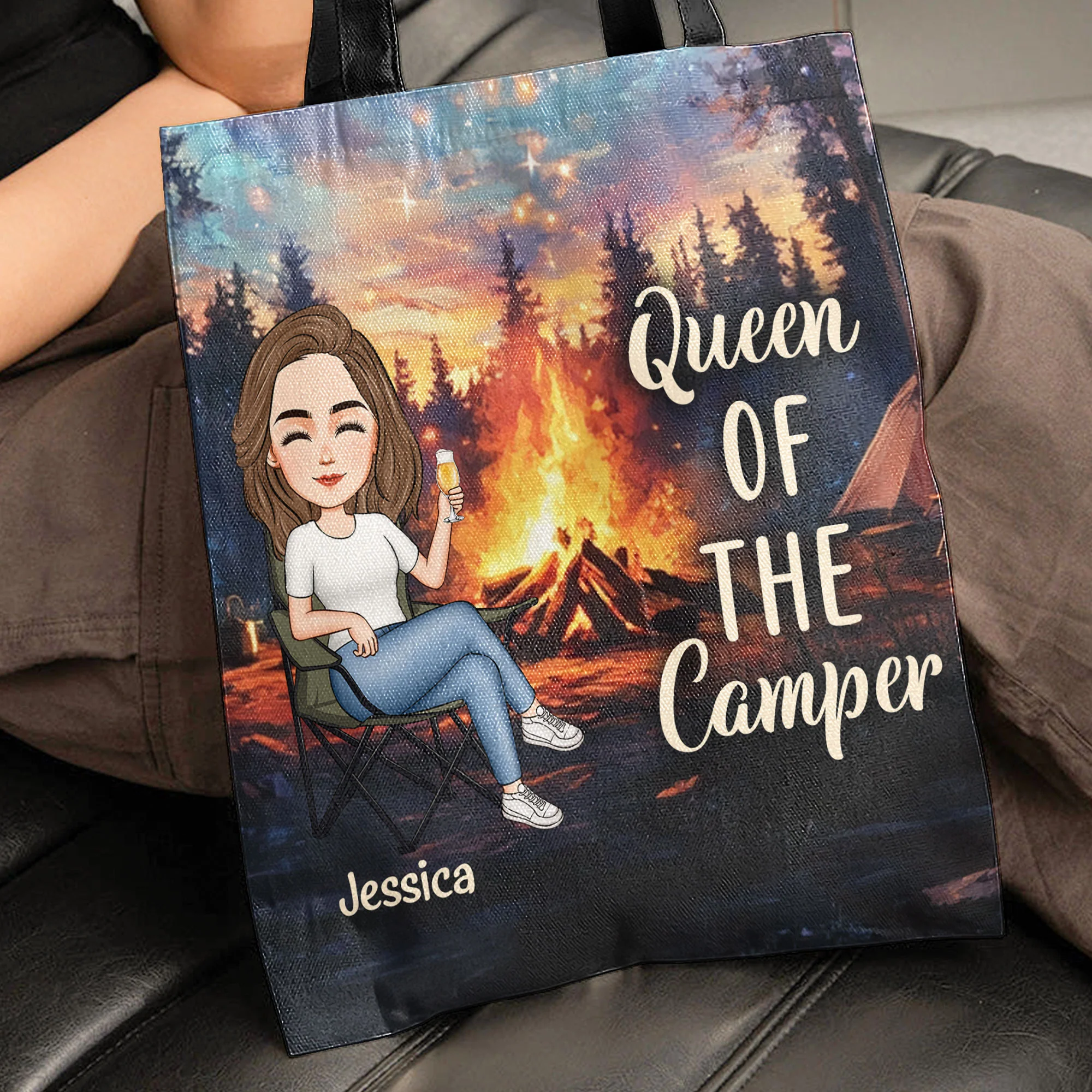 Queen Of The Camper Gift For Camping Lovers - Personalized Tote Bag - Image 3
