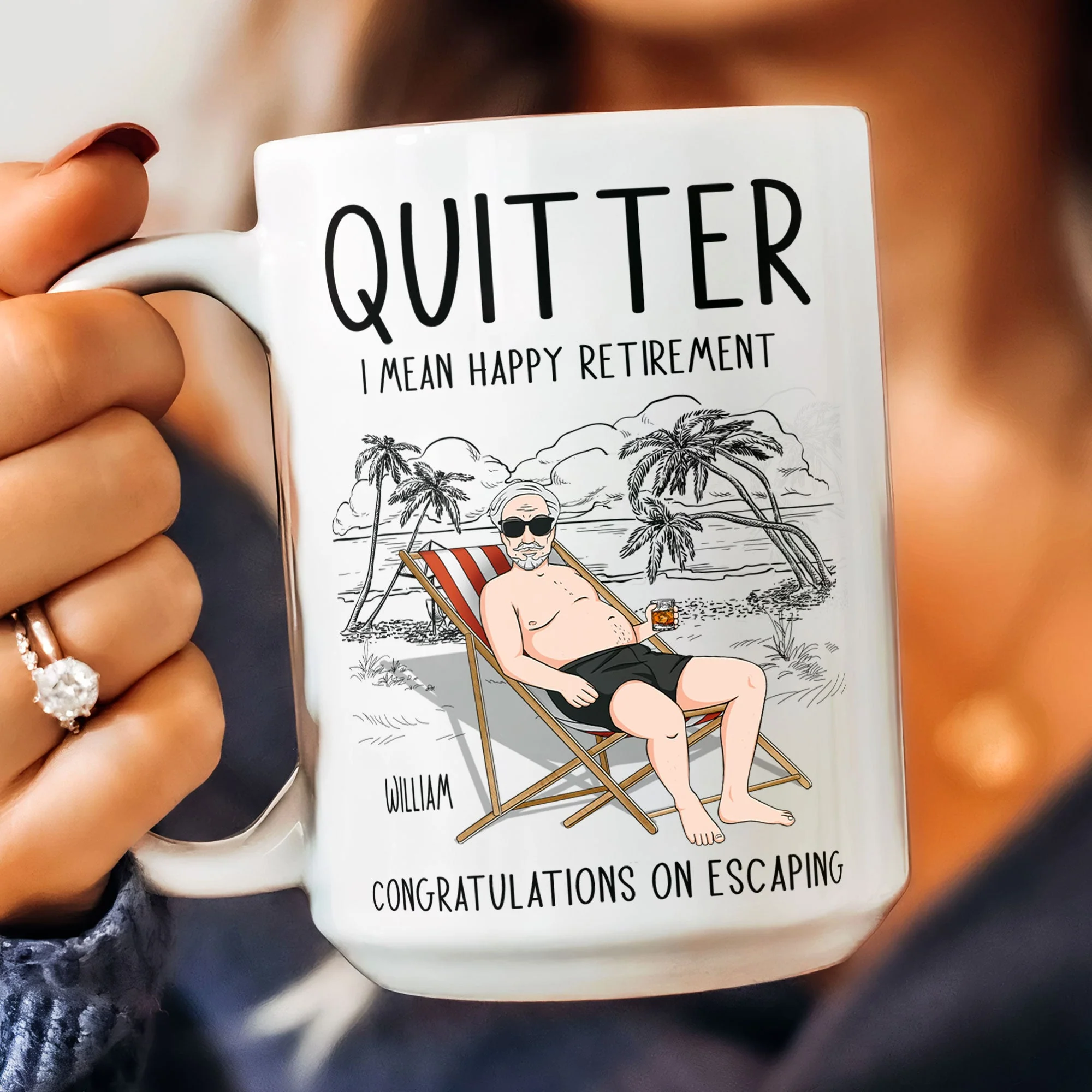 Quitter Mean Happy Retirement - Personalized Mug - Image 4