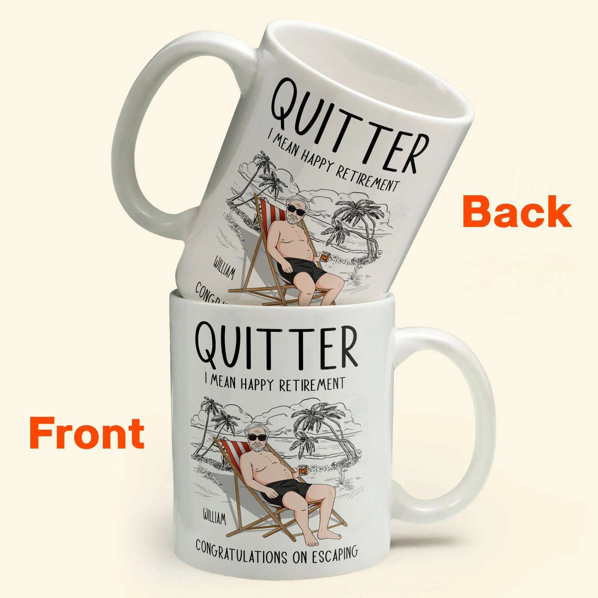 Quitter Mean Happy Retirement - Personalized Mug - Image 9
