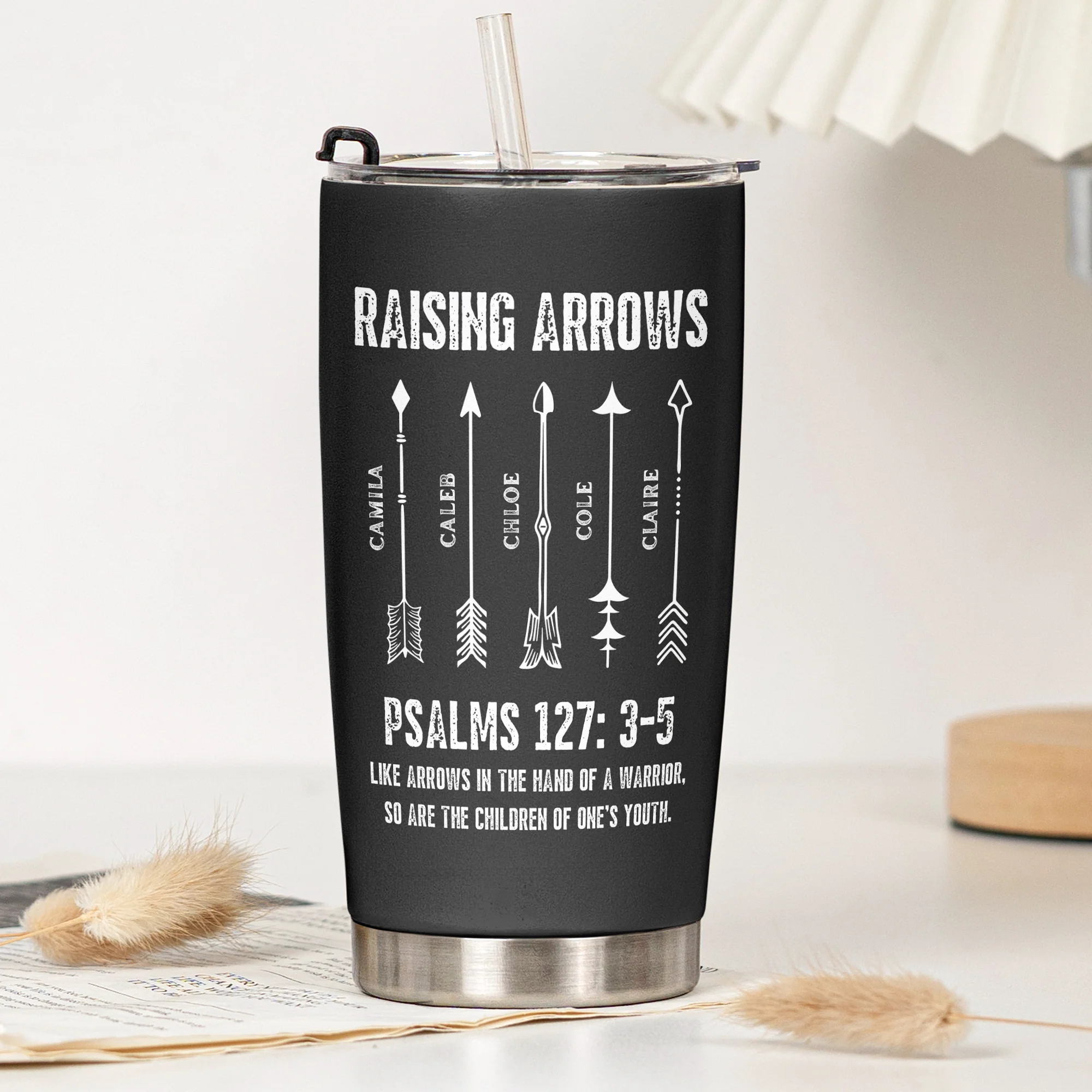 Raising Arrows Christian Father's Day Gift For Dad, Husband With Kids' Names - Personalized Tumbler - Image 6