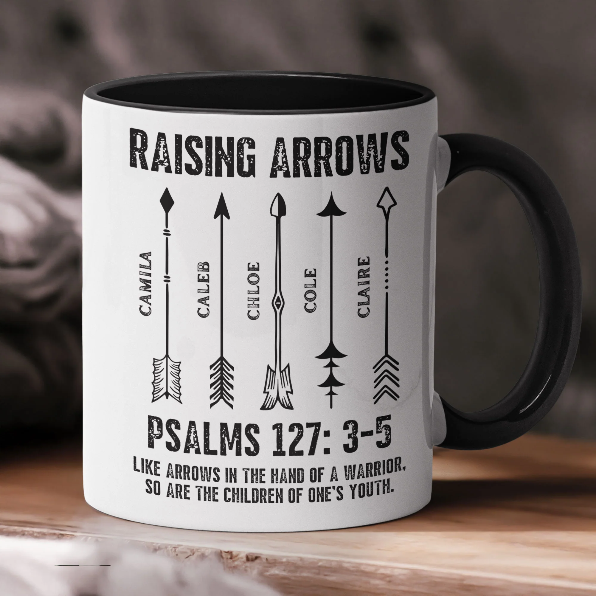 Raising Arrows Christian Father's Day Gift For Dad, Husband With Kids' Names - White Ver - Personalized Mug - Image 2