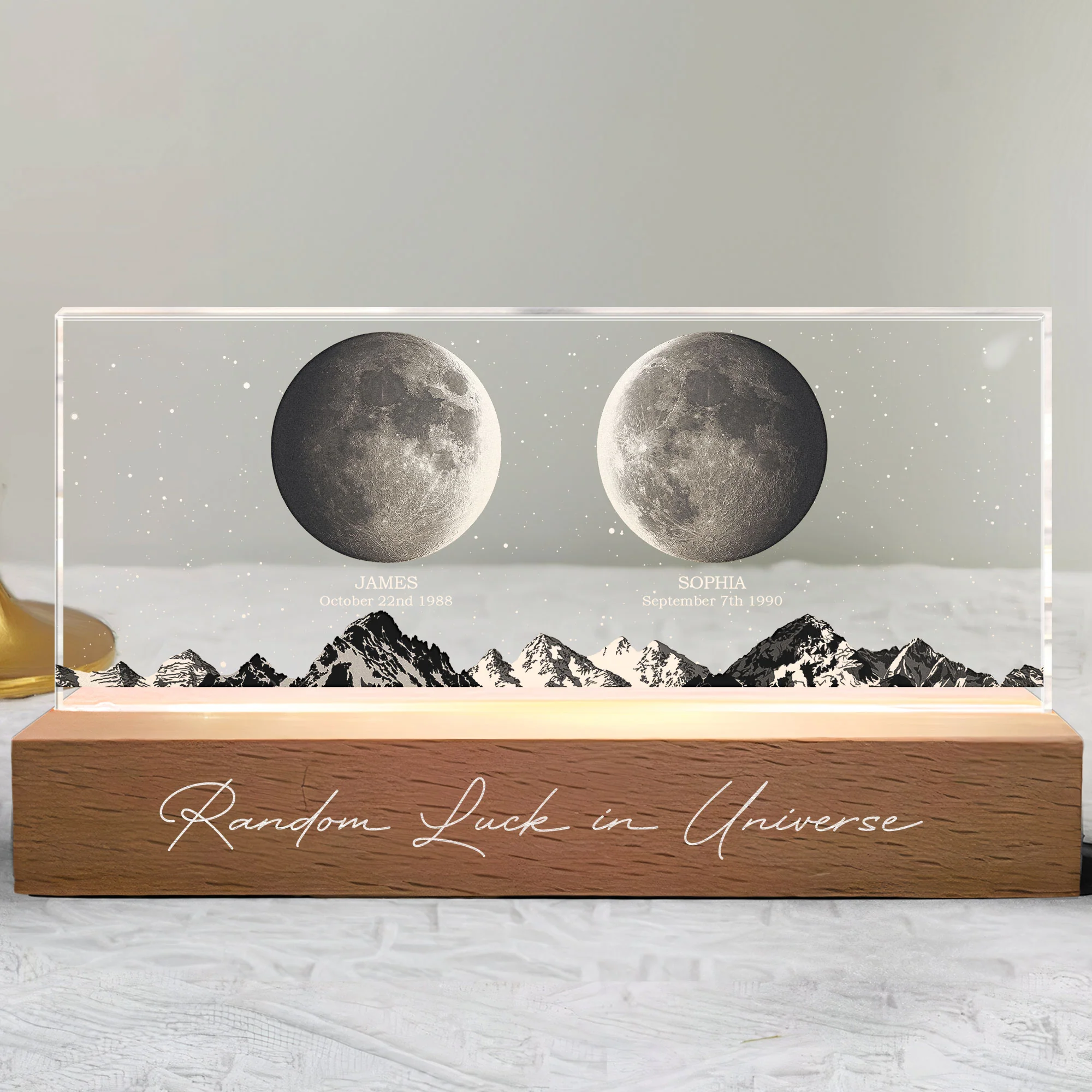 Random Luck In Universe Custom Moon Phases - Personalized LED Night Light - Image 4