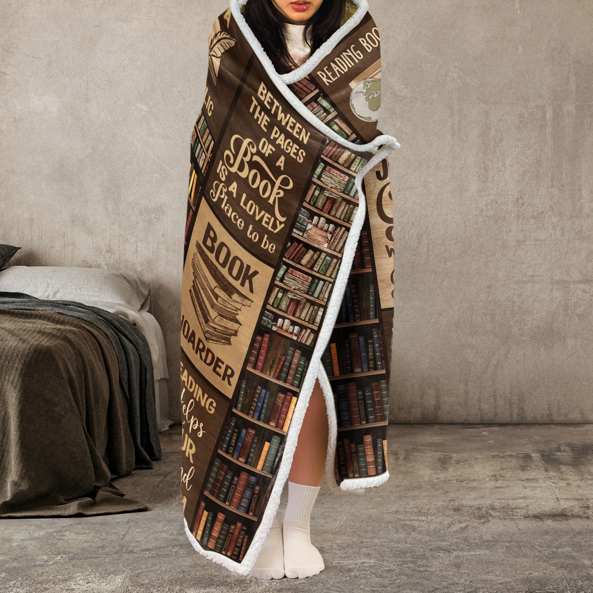 Reading Blanket Just A Girl Who Loves Books - Personalized Wearable Blanket Hoodie - Gift For Daughter - Image 4
