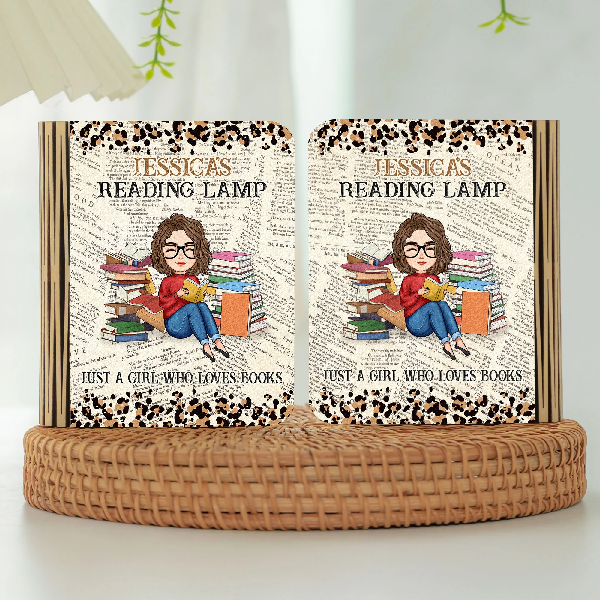 Reading Lamp Just A Girl Who Loves Books - Personalized Book Lamp - Image 2